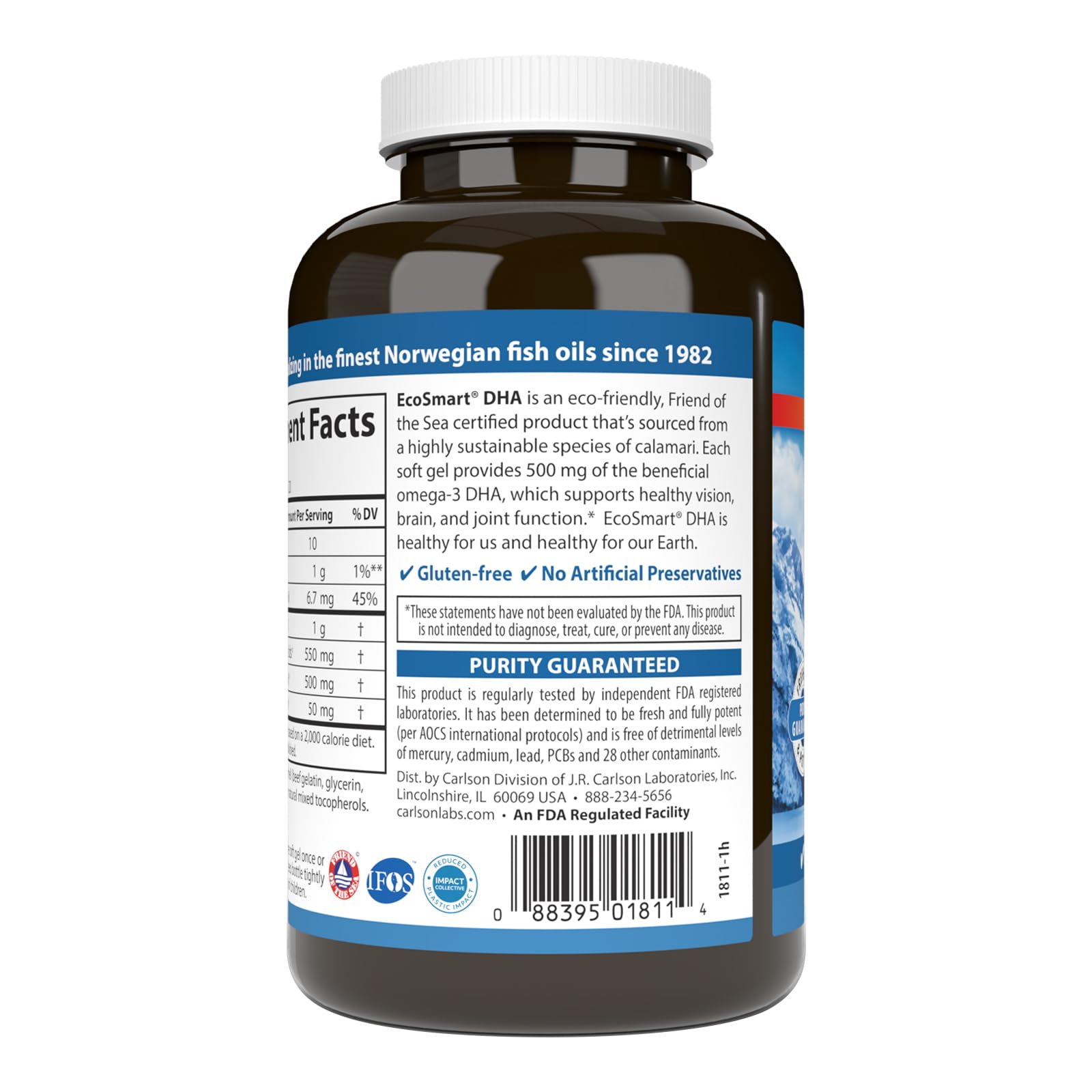Carlson EcoSmart DHA: cápsulas, dosis diaria conveniente para apoyar la salud cerebral.