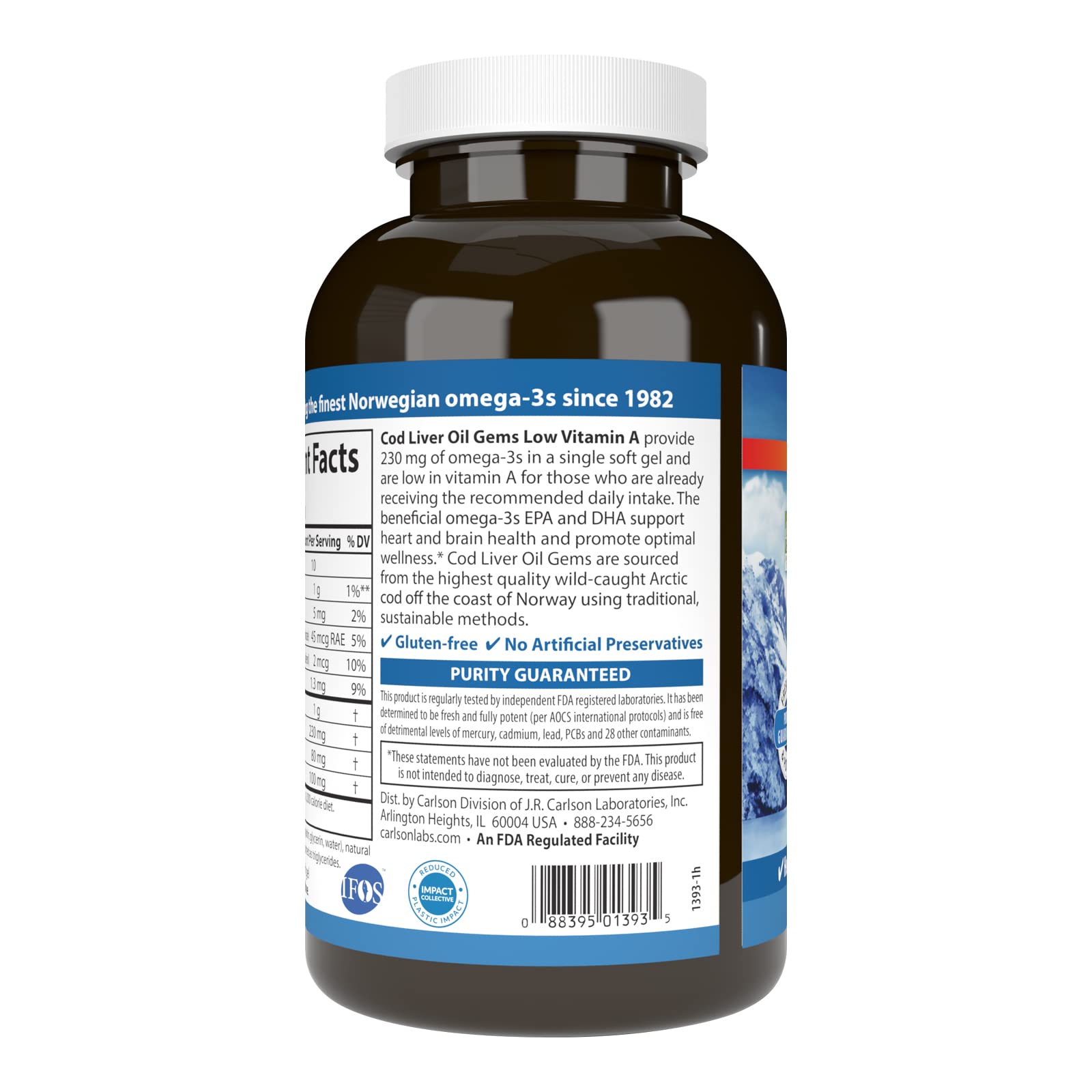 Carlson: etiqueta de bacalao del Ártico noruego, origen salvaje