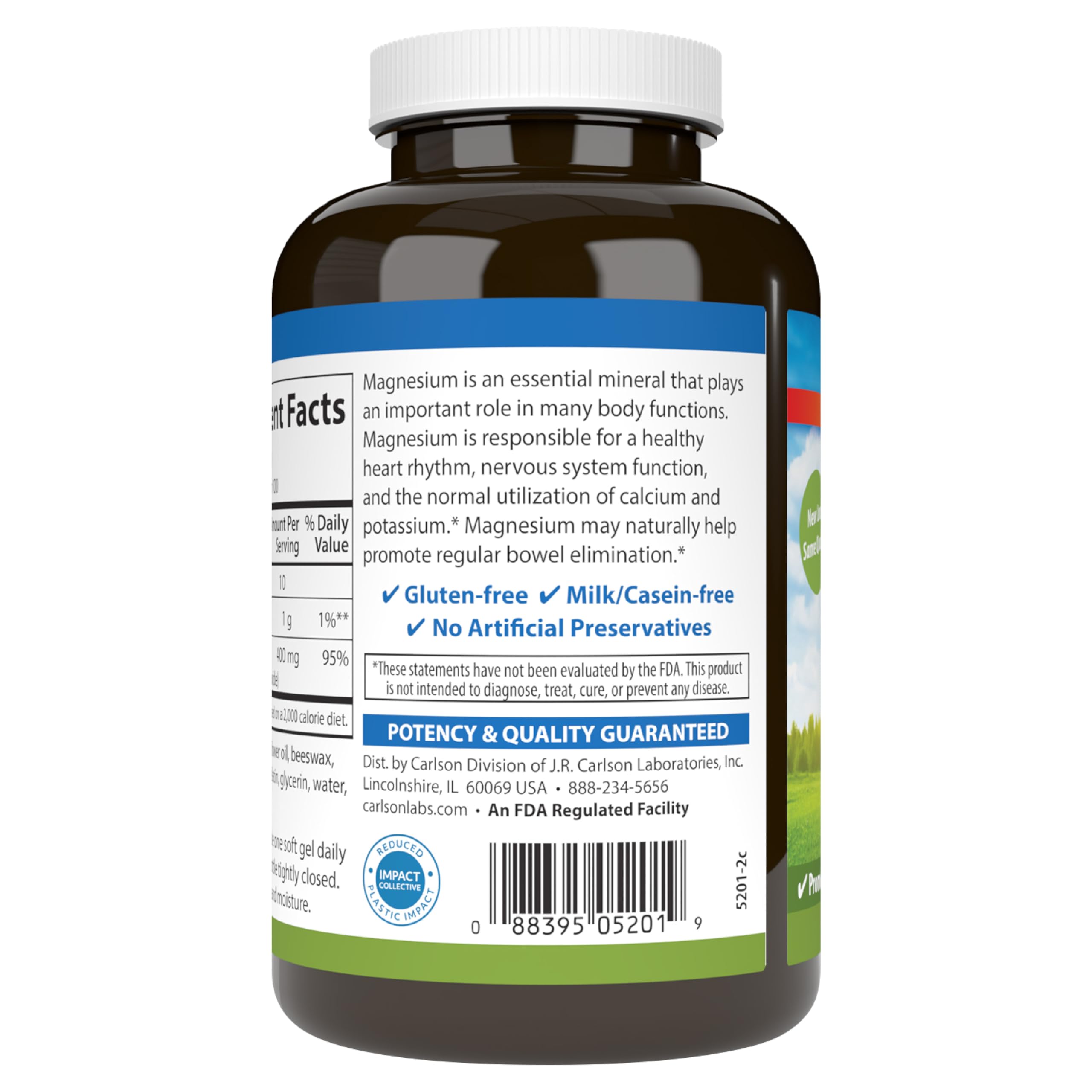 Carlson Geles Magnesio 400 mg: empaque y caja, información clara
