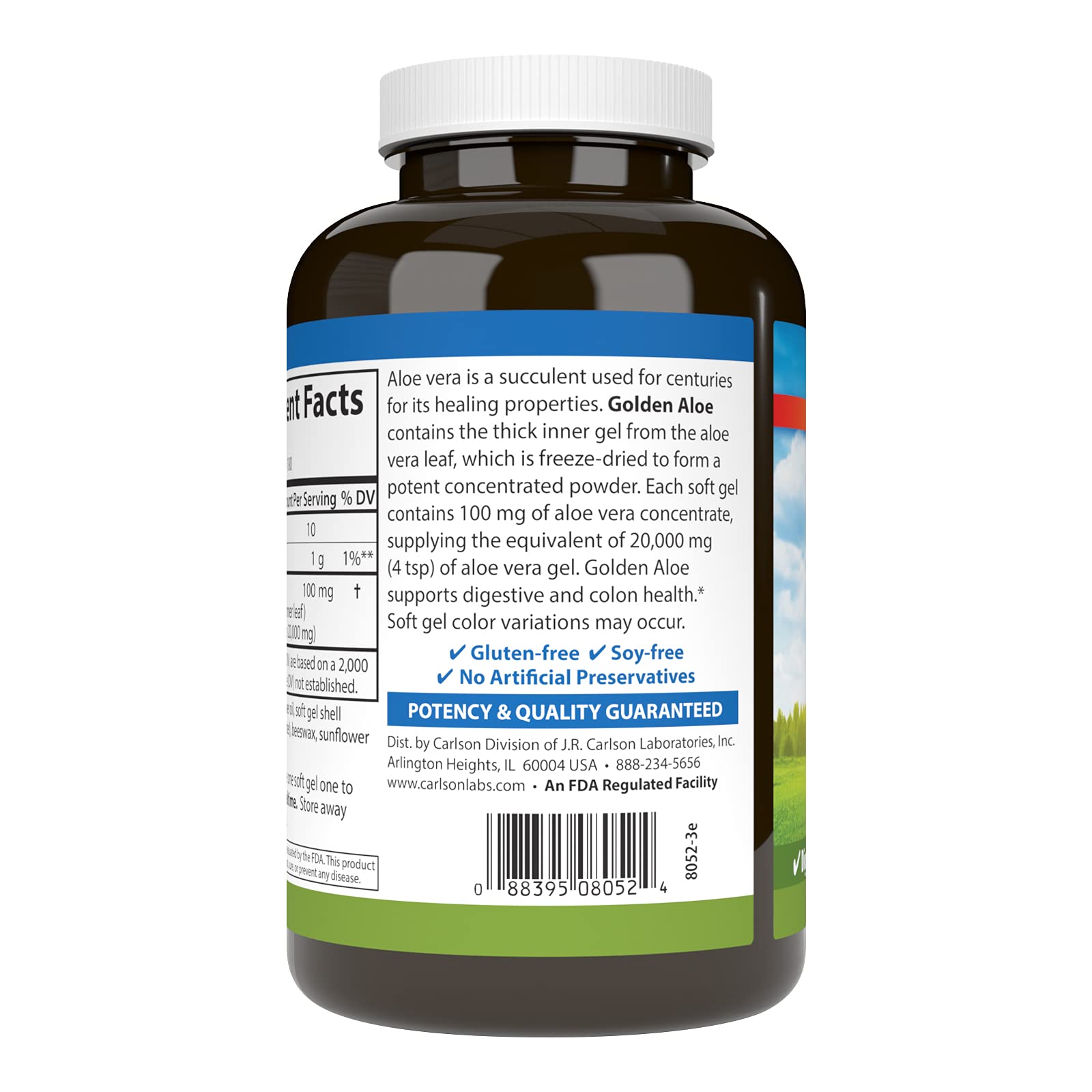 Carlson Golden Aloe: etiqueta muestra concentración 100 mg