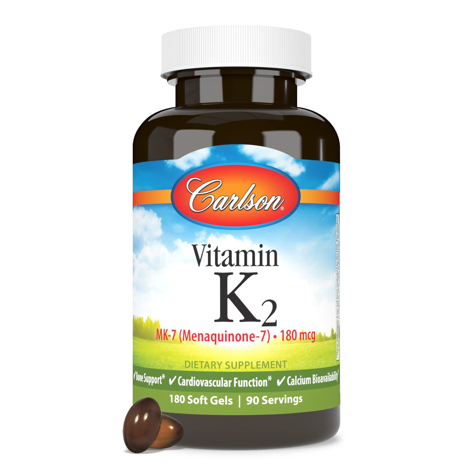 Carlson K2 MK7 dosis de 180 mcg por cápsula
