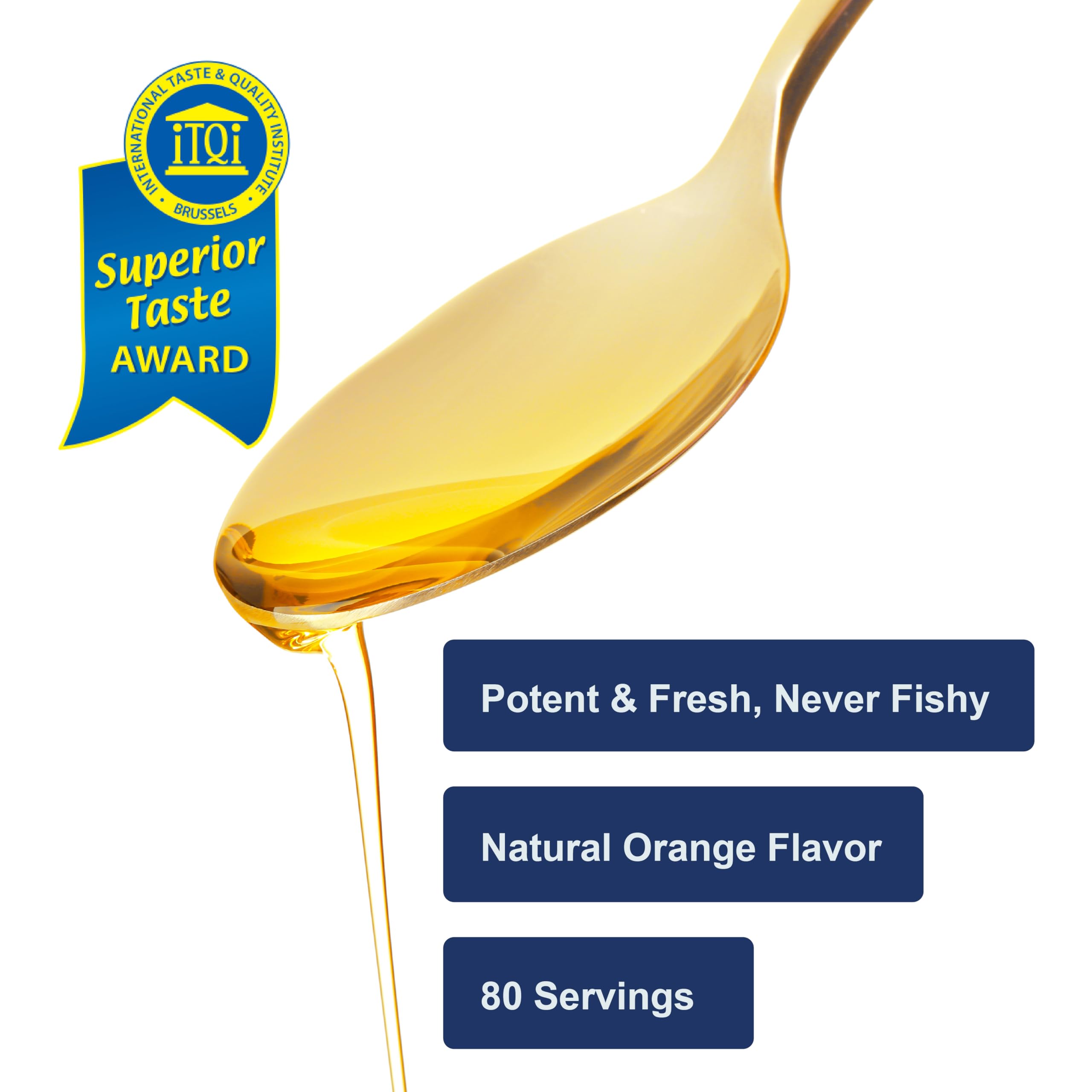 Gotitas de aceite de pescado naranja para consumo diario de niños.