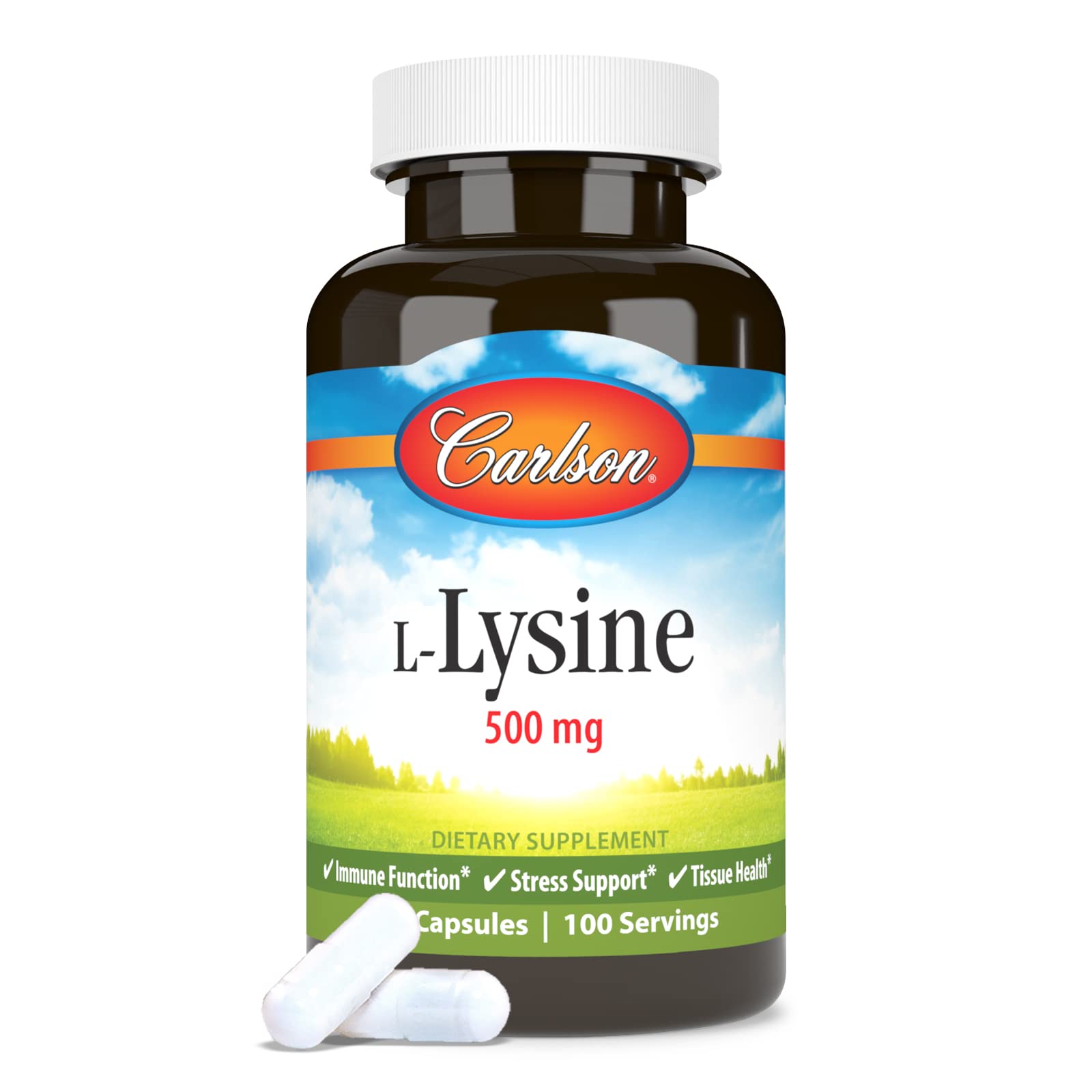 Detalle de la etiqueta de Carlson L-Lisina 500 mg, control de calidad.