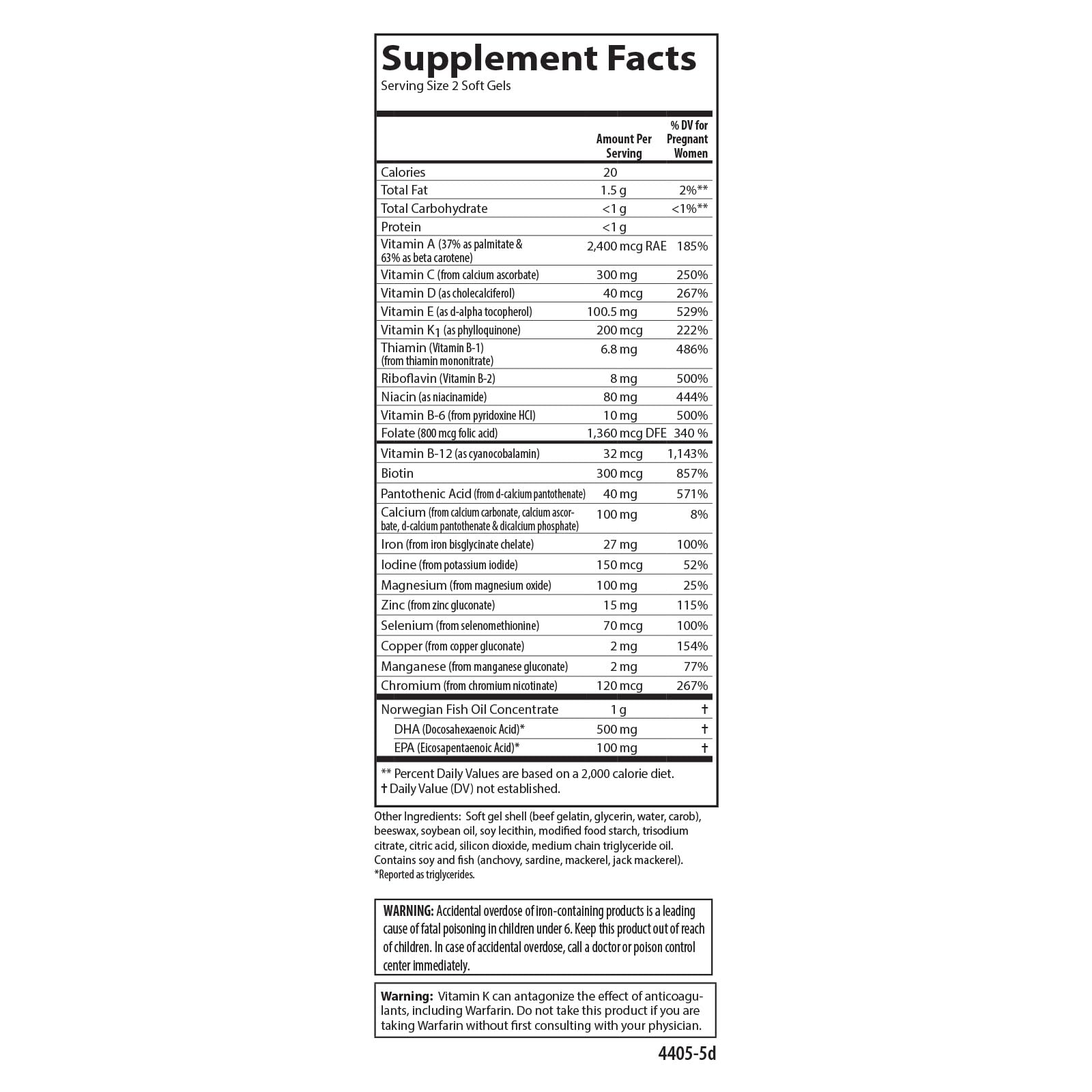 Carlson Labs Pre-Natal: empaque-abierto, acceso rápido a vitaminas diarias.