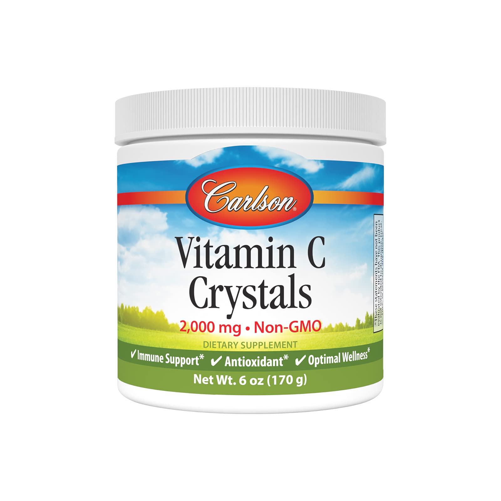 Carlson Labs Vitamina C: cristales sin OGM listos para consumo diario.