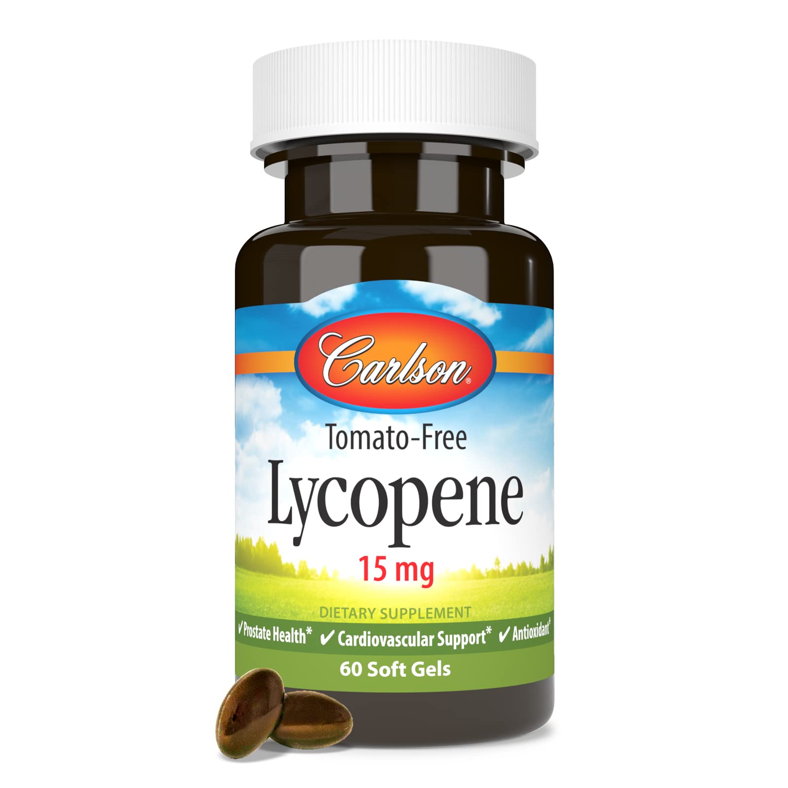 Carlson licopeno 15 mg sin tomate, frascos transparentes para uso diario