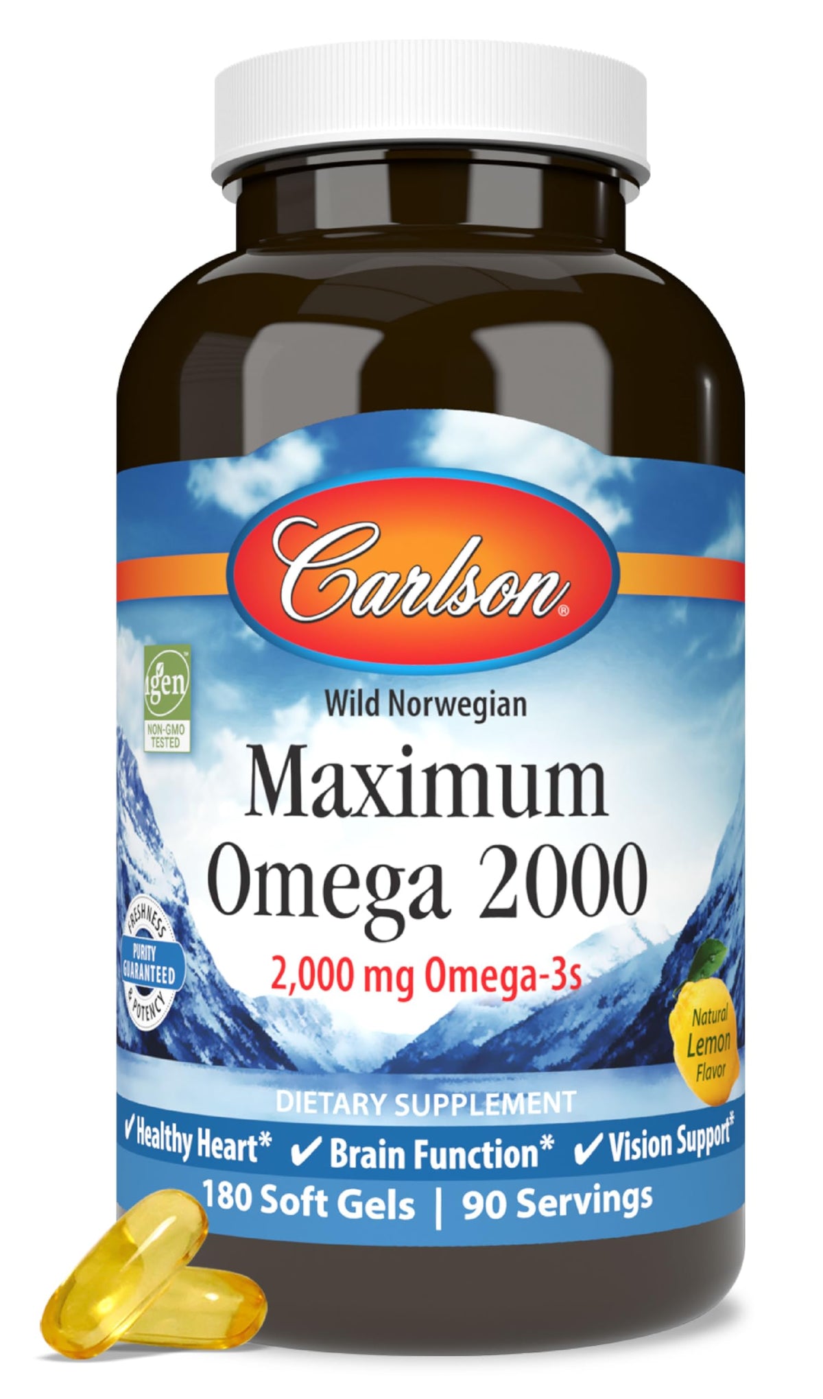 Carlson Maximum Omega 2000 cápsulas suaves de limón para consumo diario