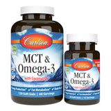 Carlson MCT Omega-3 cápsulas blandas con aceite de coco para energía diaria.