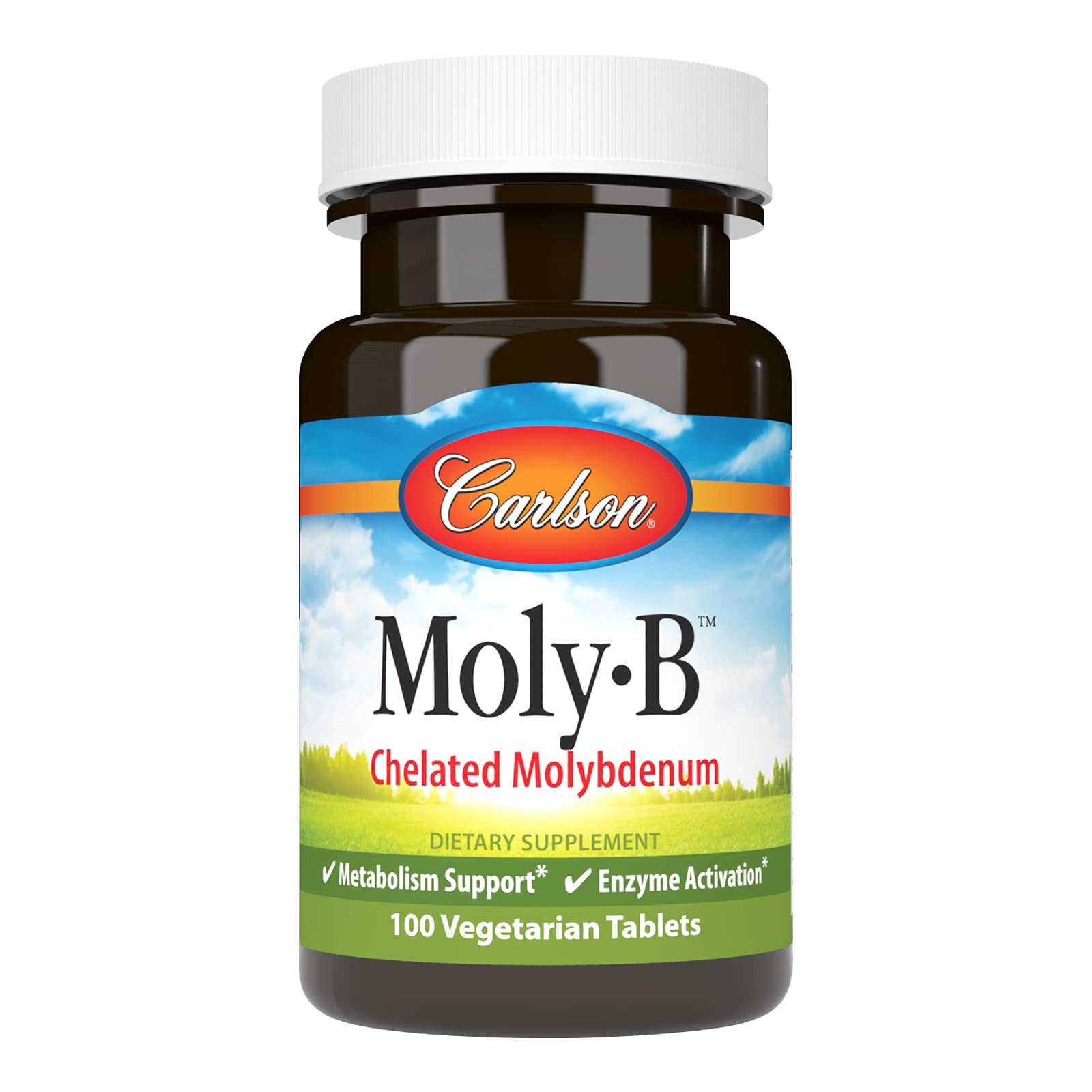Carlson Moly-B: tabletas vegetarianas para soporte metabólico diario.
