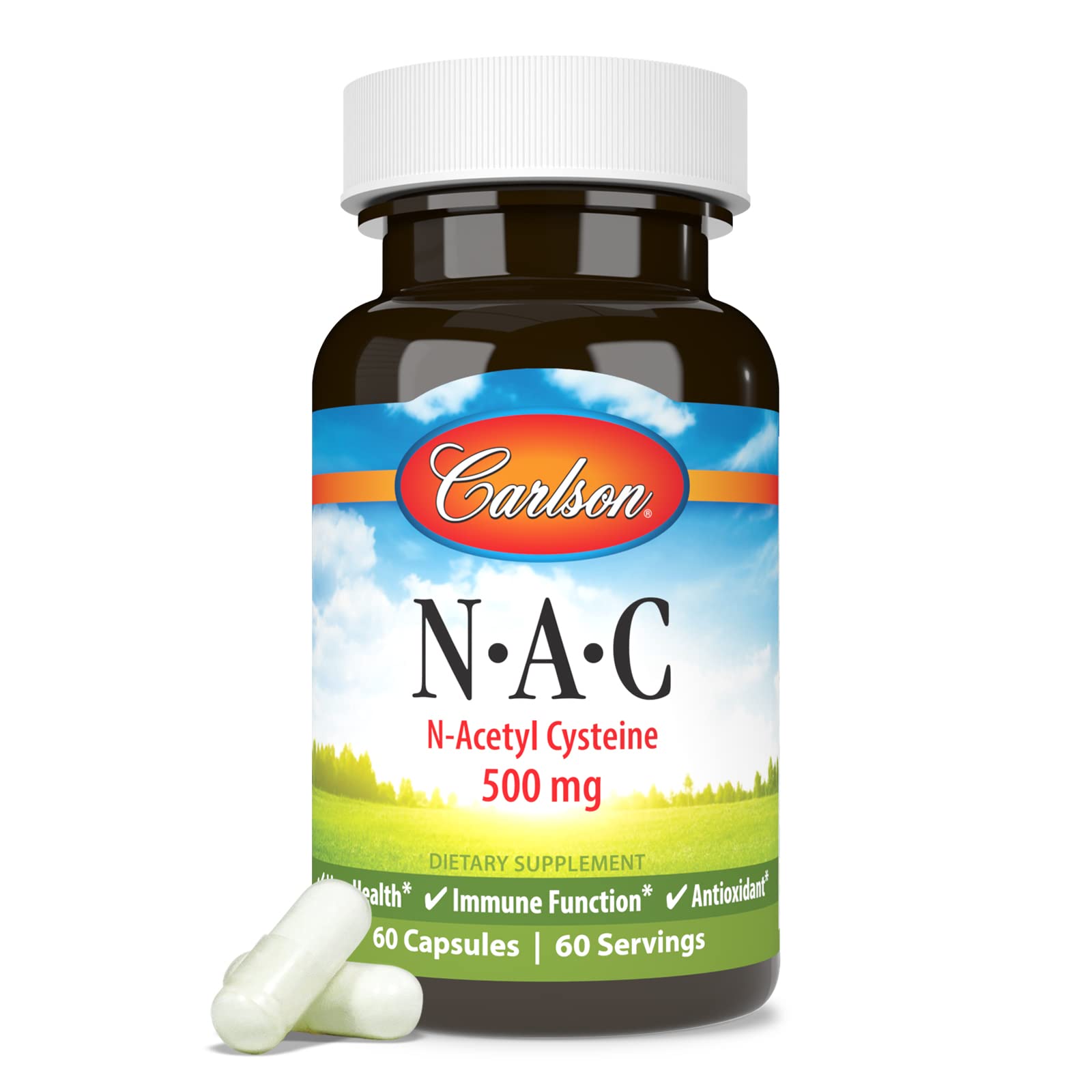 Carlson NAC 500 mg cápsulas uso diario recomendado para prácticas de bienestar.