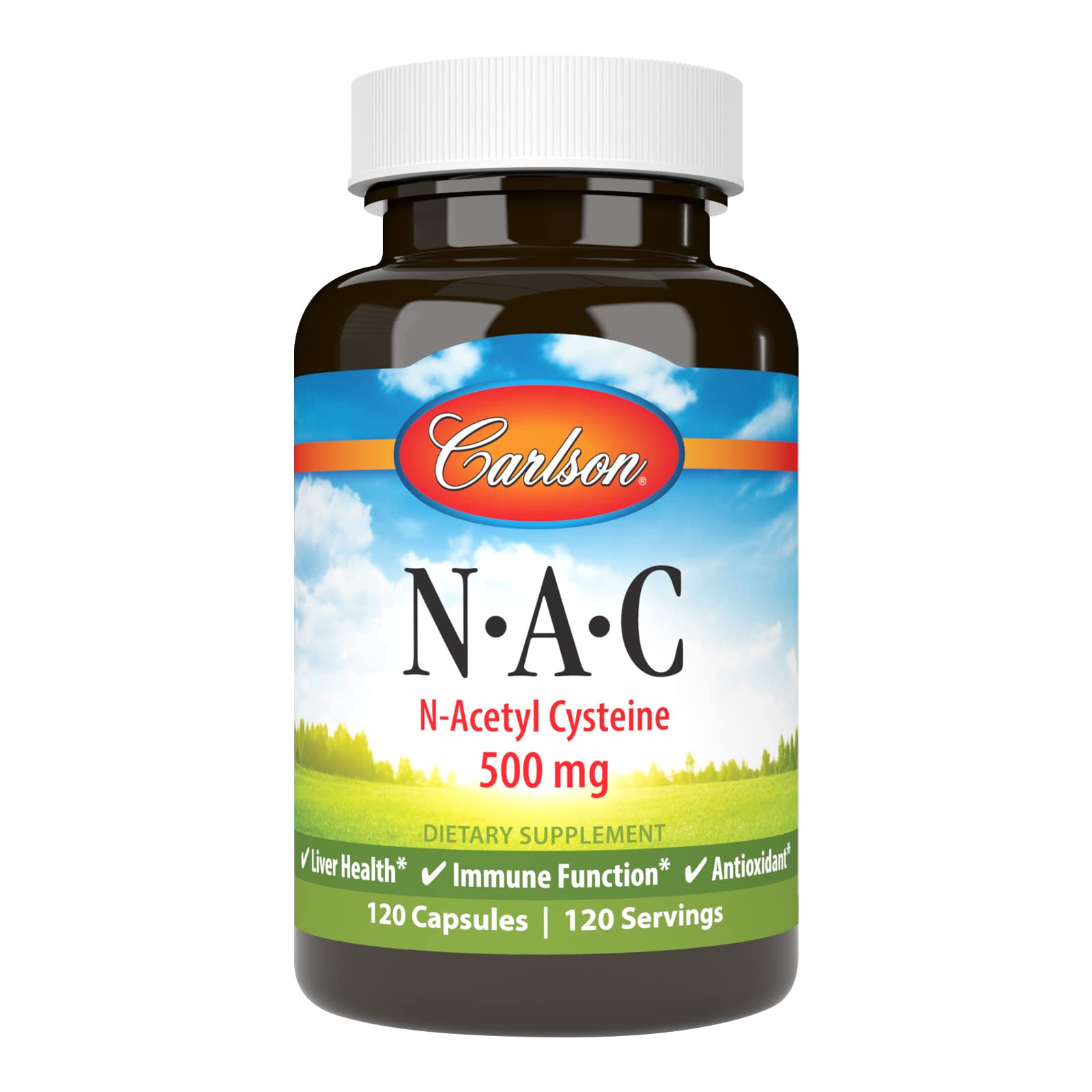 Carlson NAC 500 mg frasco cápsulas, apoyo a la salud hepática diaria.