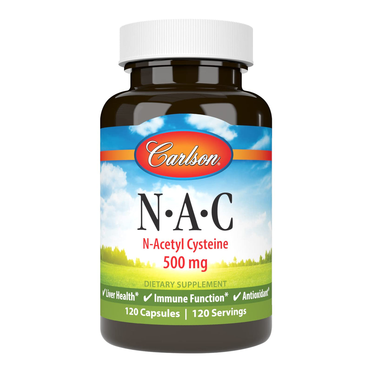 Carlson NAC 500 mg frasco cápsulas, apoyo a la salud hepática diaria.