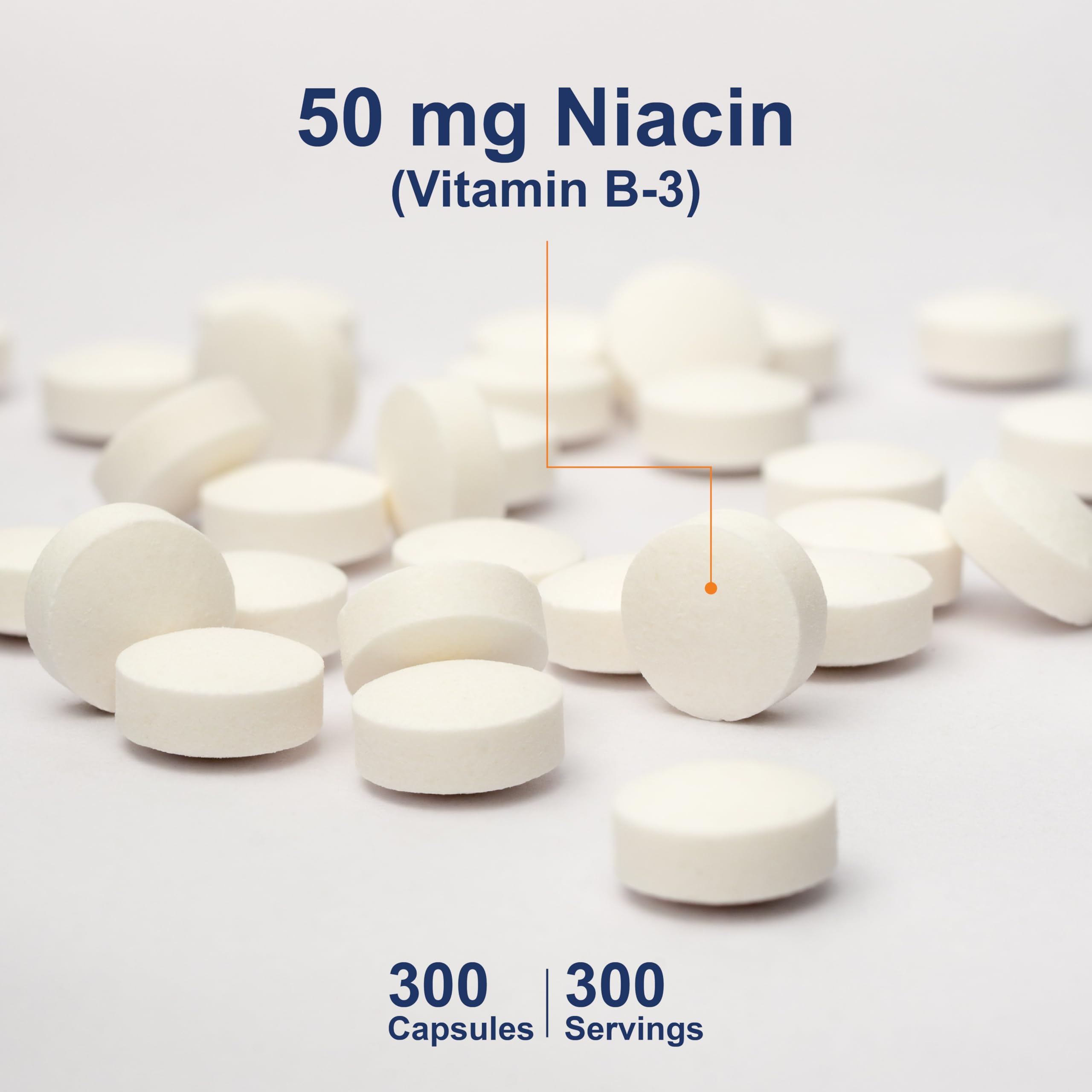 Carlson Niacin 50 mg: comprimidos en mano, uso diario seguro