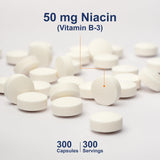 Carlson Niacin 50 mg: comprimidos en mano, uso diario seguro