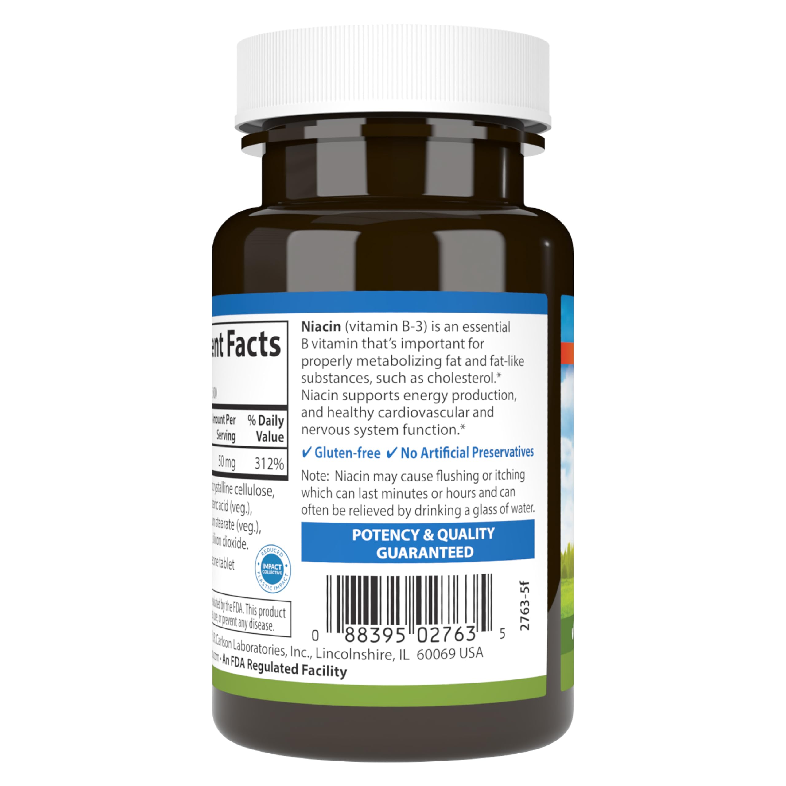 Carlson Niacin 50 mg: comprimidos para apoyo al metabolismo diario