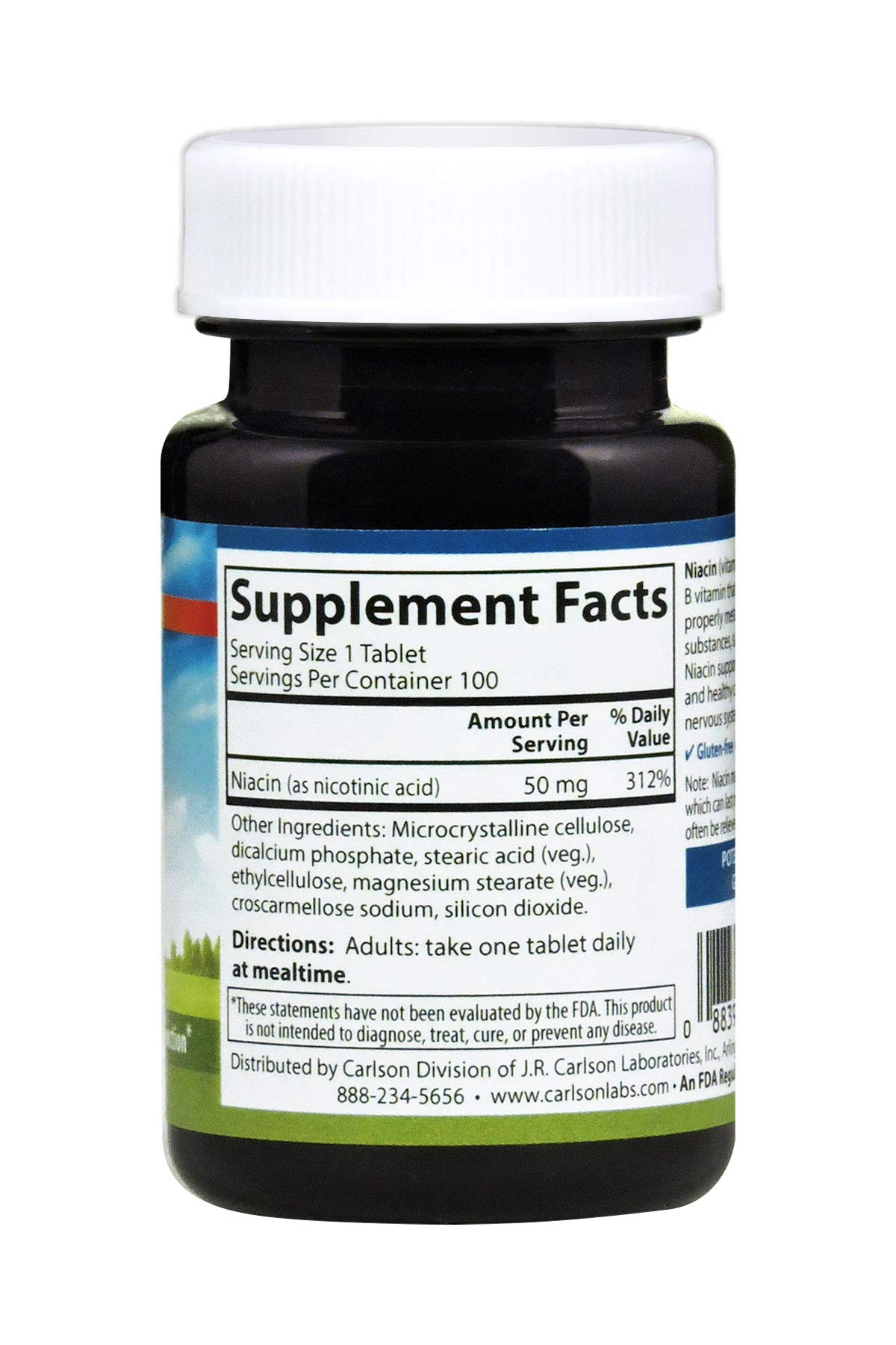 Carlson Niacina 50 mg, etiqueta: enfoque en el metabolismo de lípidos