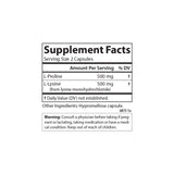 Carlson Pro-Rite dosis diaria de 500 mg de lisina y prolina para uso constante.