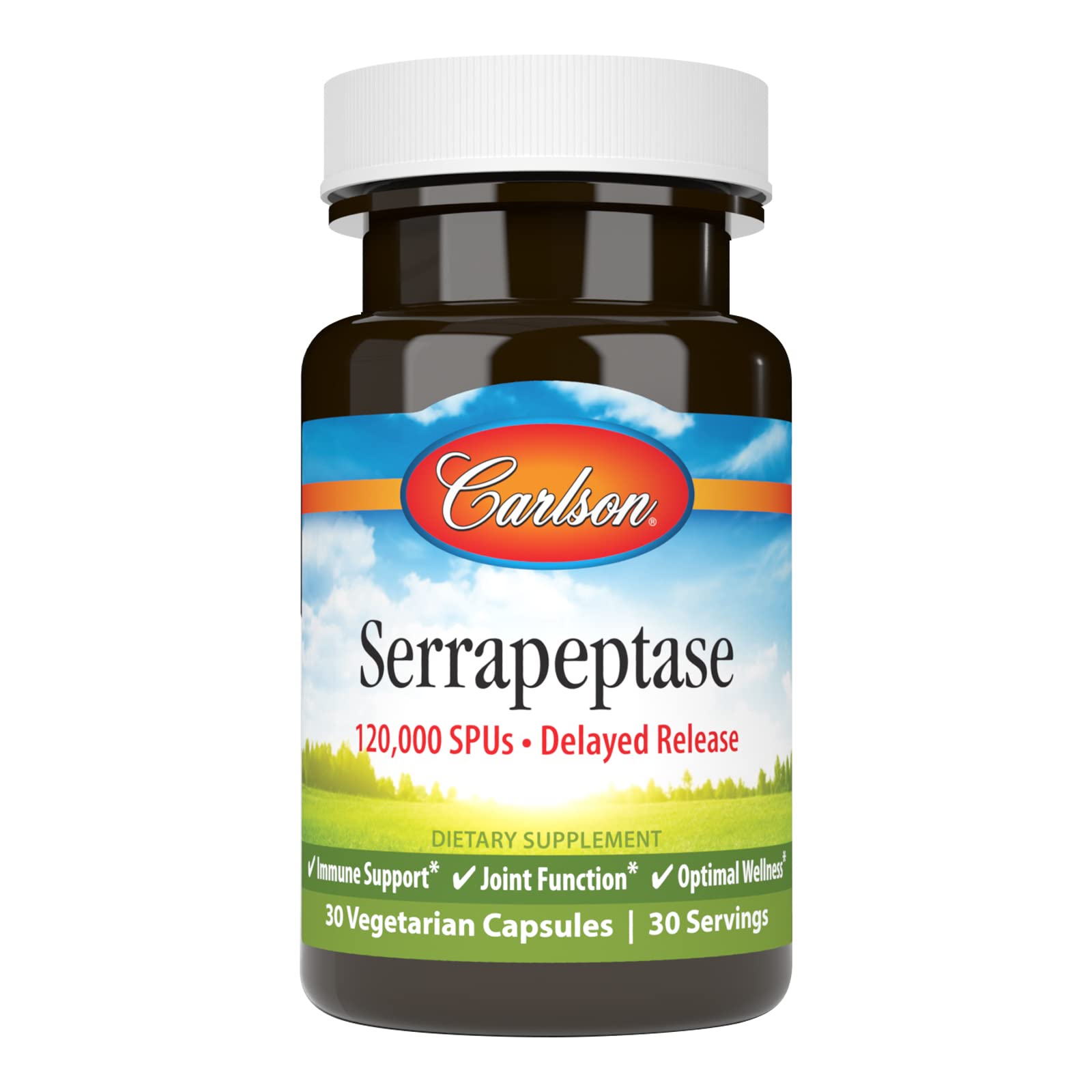 Carlson Serrapeptase, bote de 120000 SPUs para apoyo diario del bienestar.