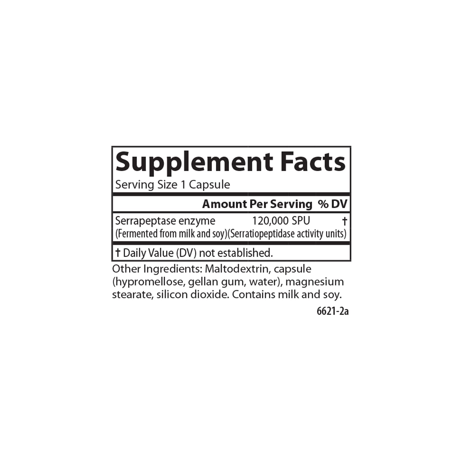 Carlson Serrapeptase, empaque externo protege la potencia y la frescura.