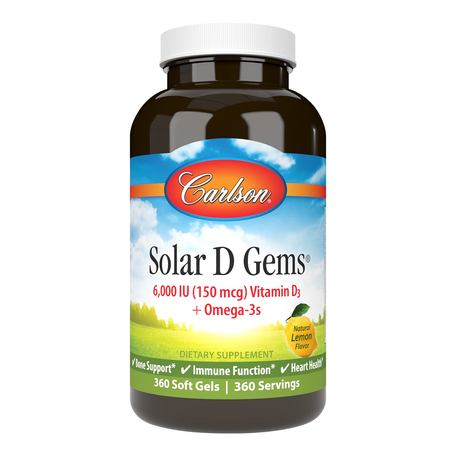 Carlson Solar D Gems: botella limón para uso diario y bienestar.