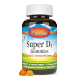 Carlson Super D3 Gummies, botella llena, podría apoyar la salud ósea y la función inmunitaria.