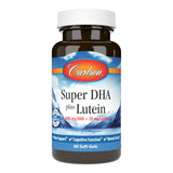 Carlson Super DHA Plus Luteína: botella de cápsulas para apoyo diario de visión y bienestar.