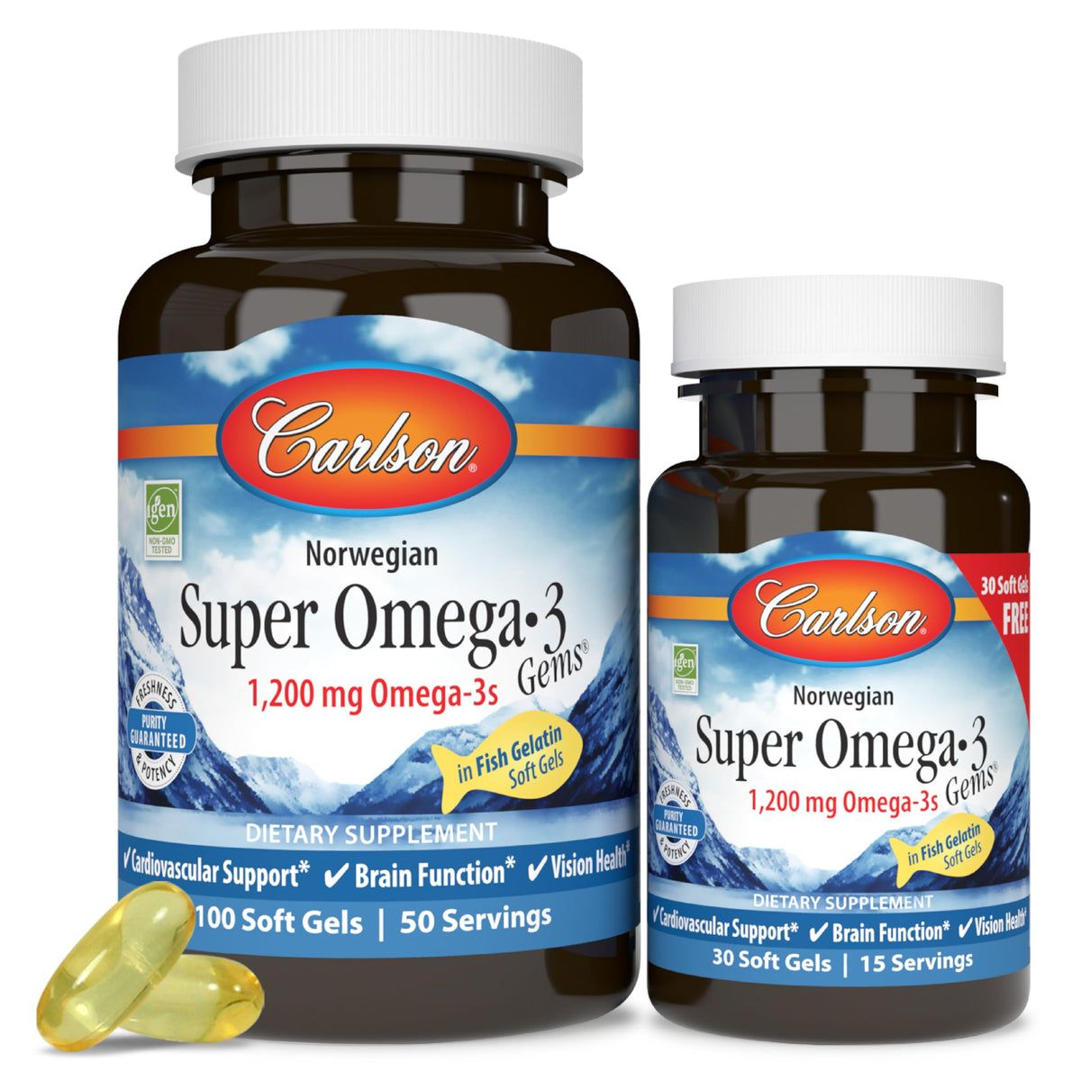 Carlson Super Omega-3 Gems, botella-vertido: posible apoyo a la salud cardiovascular y al bienestar