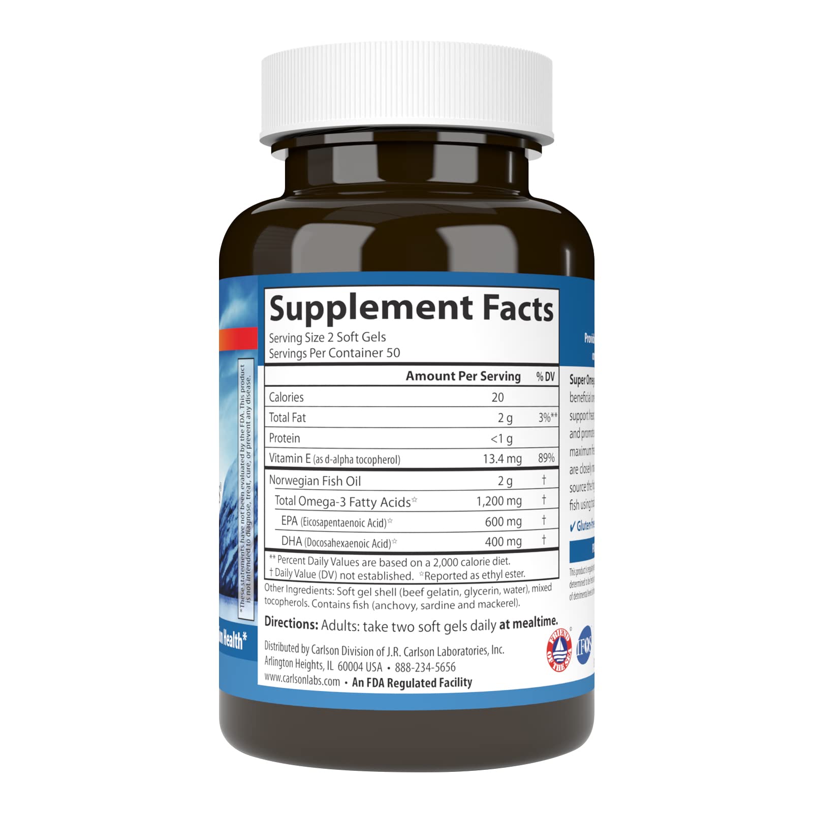 Carlson Super Omega-3 Gems, cápsulas, EPA y DHA para visión y articulaciones