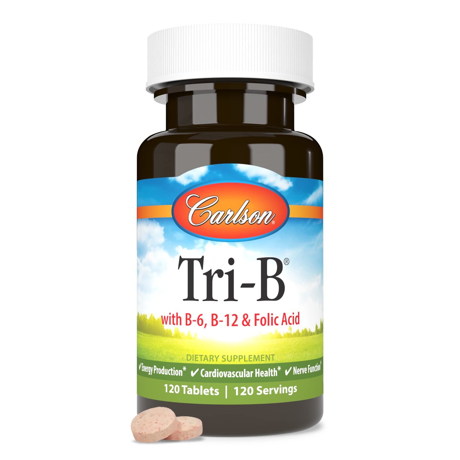 Carlson Tri-B: dosis diaria en tableta, posible aporte de vitaminas B.