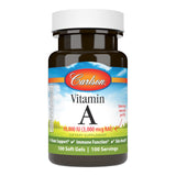 Carlson Vitamina A 10000 unidades para visión saludable en cápsulas blandas.