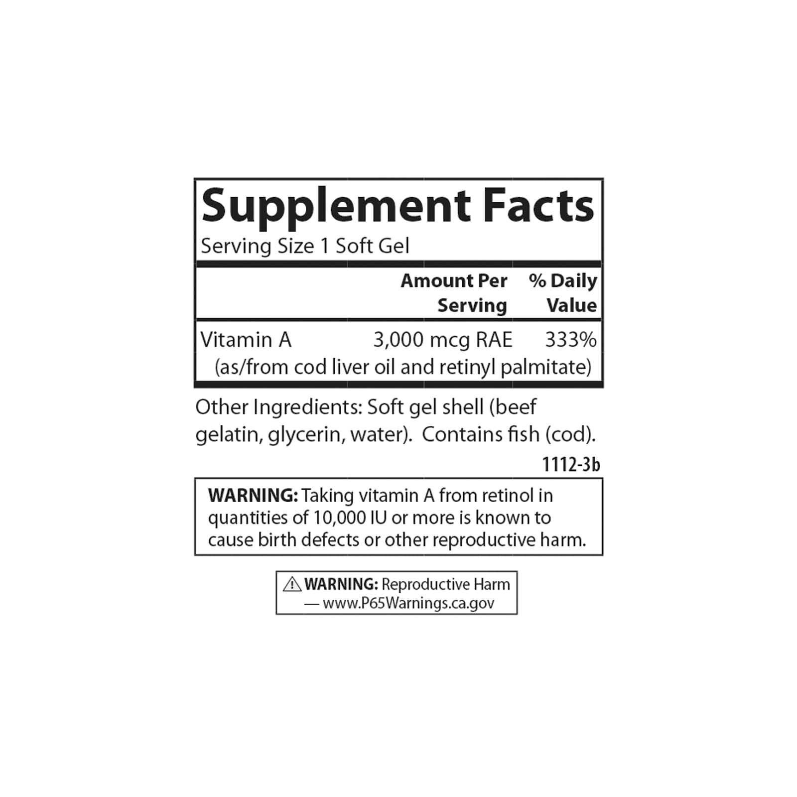 Carlson Vitamina A dosis diaria: etiqueta muestra la cantidad sugerida