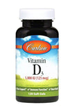 Carlson Vitamina D3 5000 UI, cápsula blanda en botella, apoya la salud ósea.