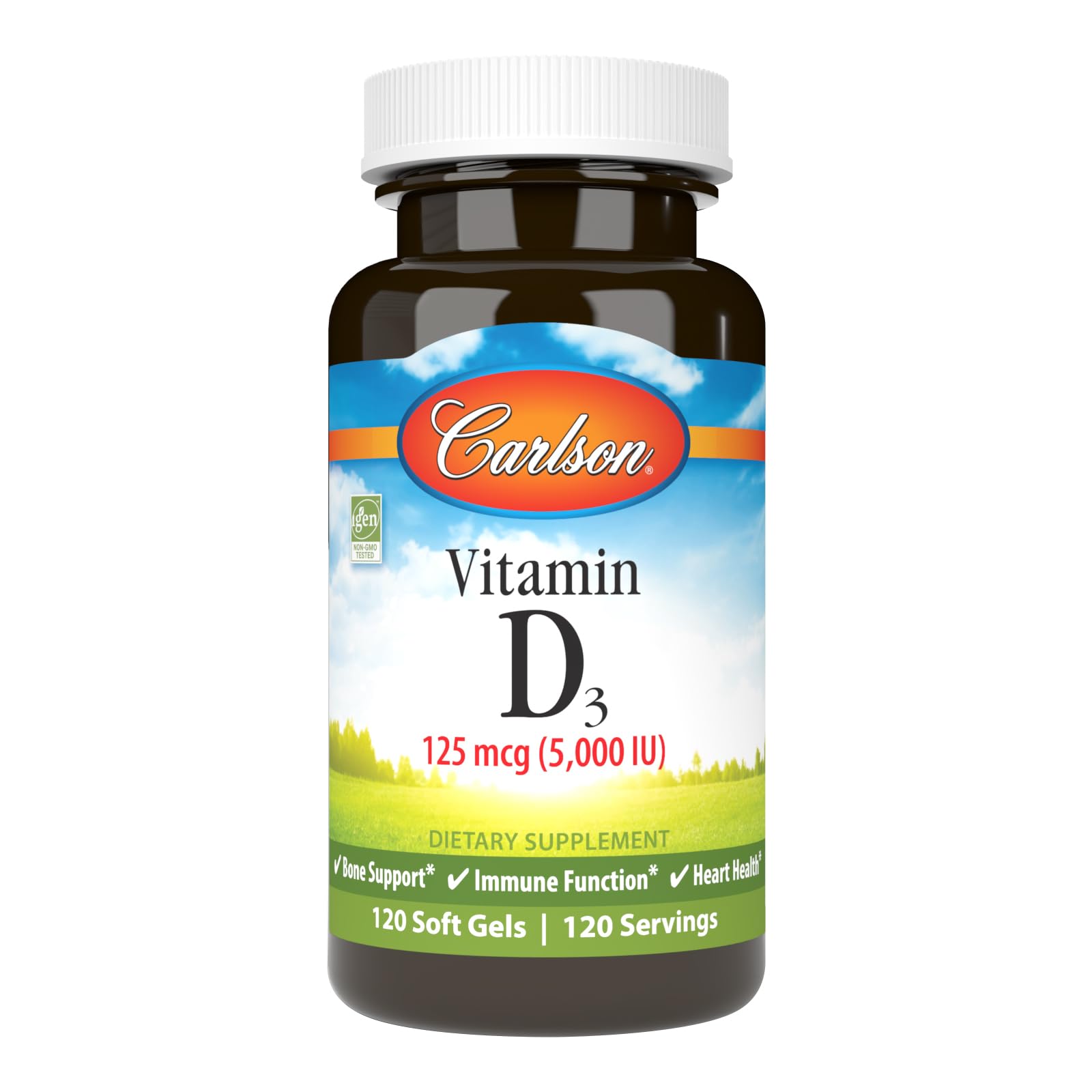 Carlson Vitamina D3 5000 UI – botella para huesos fuertes
