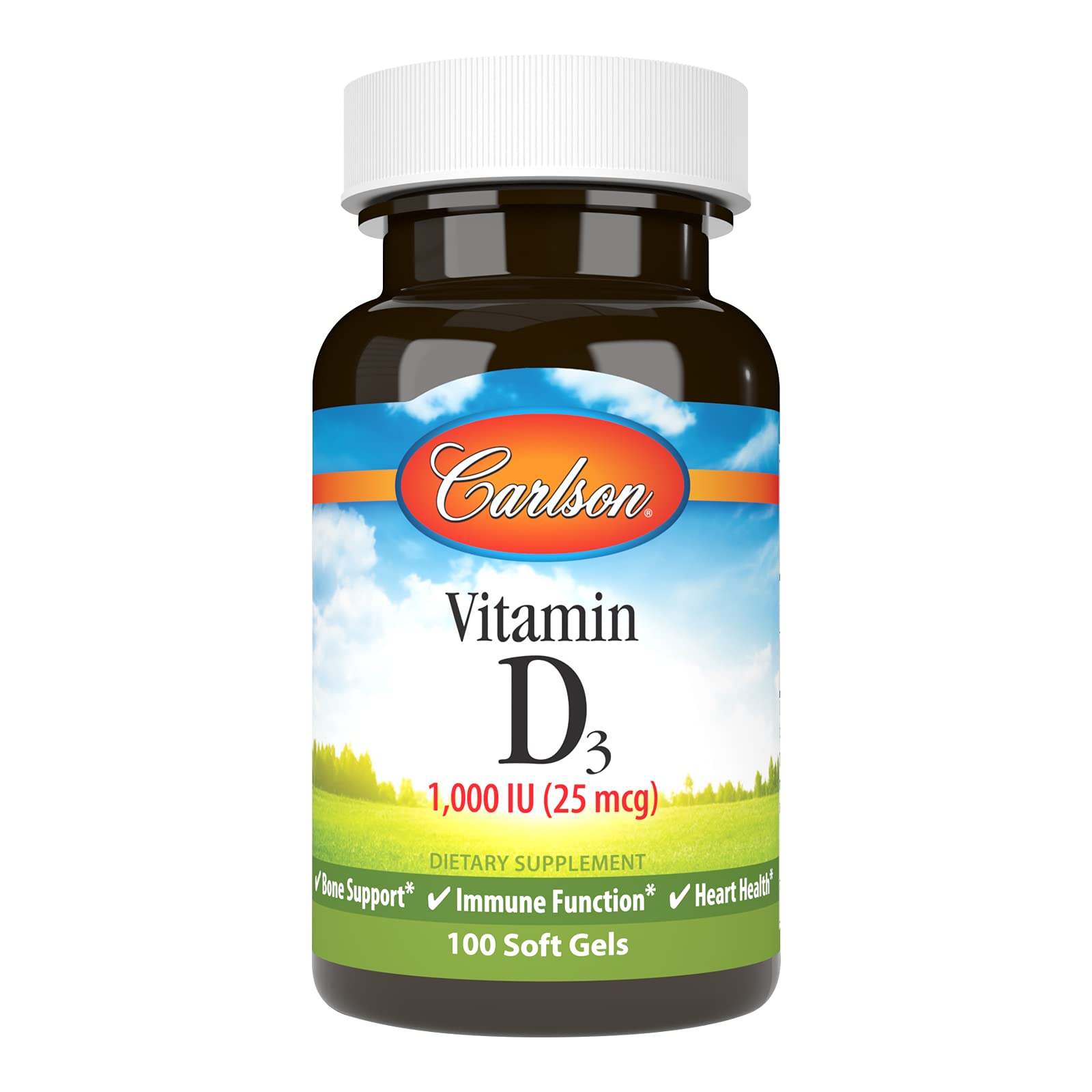 Carlson Vitamina D3 gel suave 1000 UI para apoyo diario de huesos