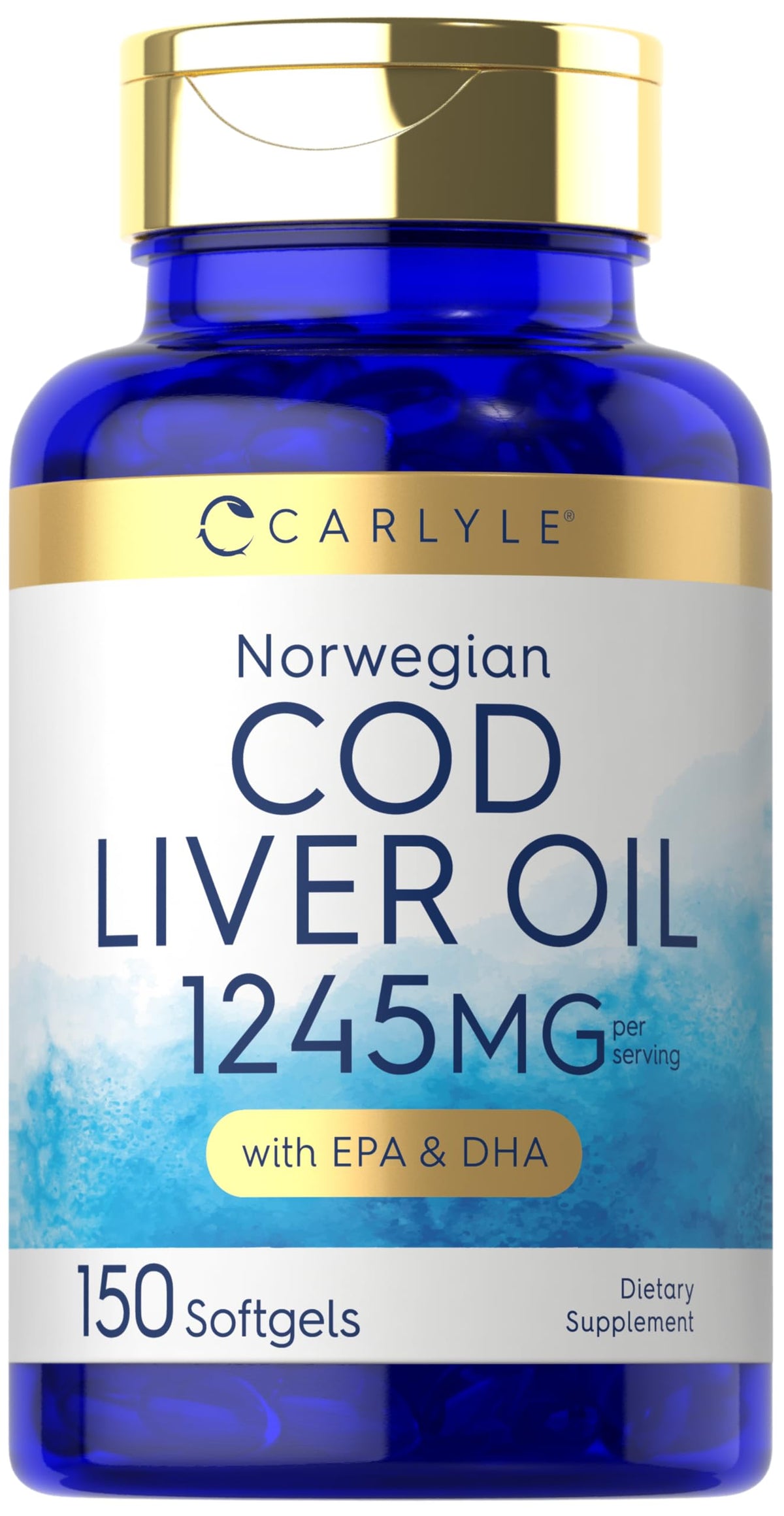 Carlyle Aceite de Hígado de Bacalao Noruego en botella, fuente de Omega-3 para tu día.