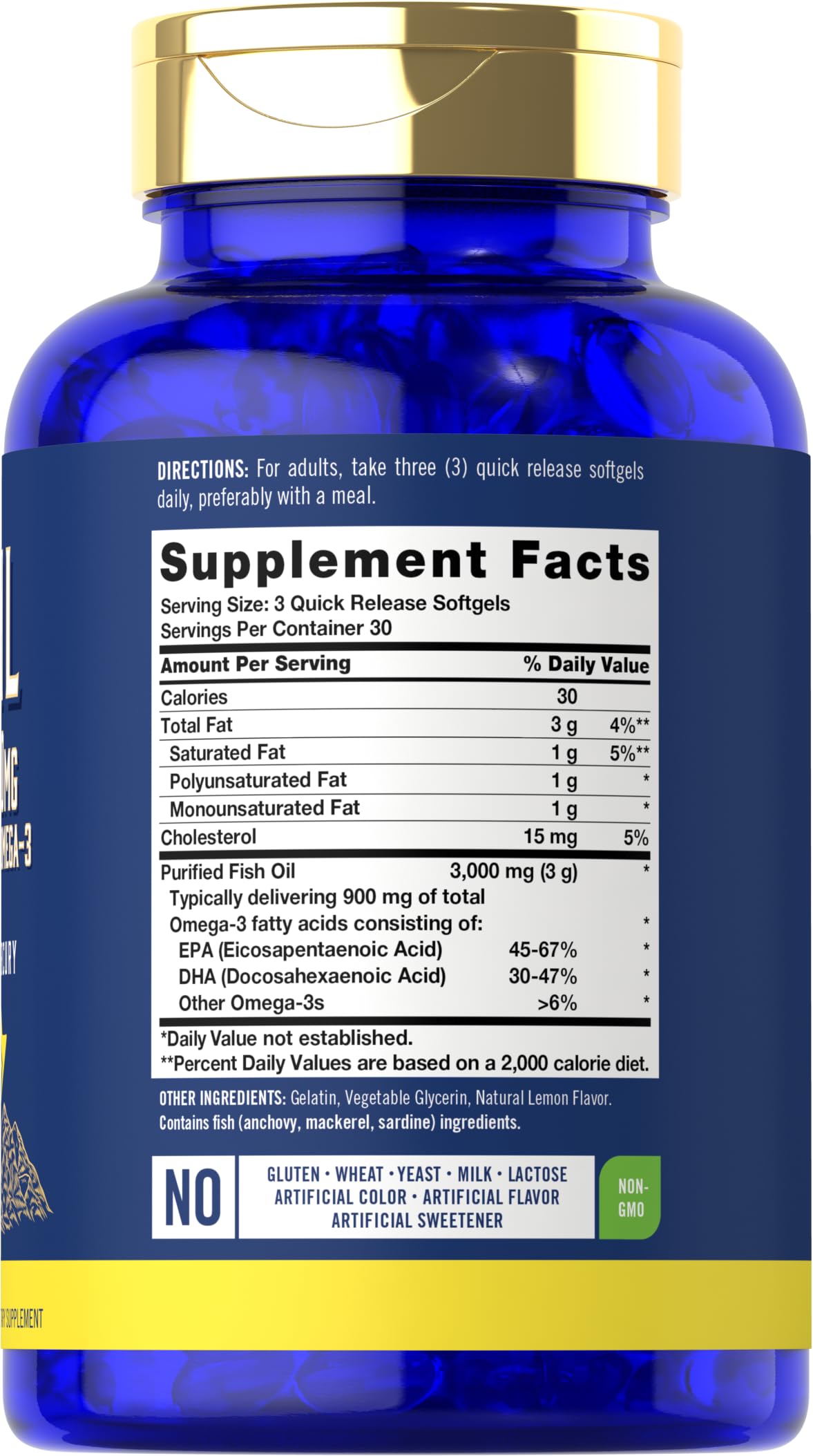 Carlyle Aceite de Pescado 3000mg, cápsulas blandas fáciles de tomar.