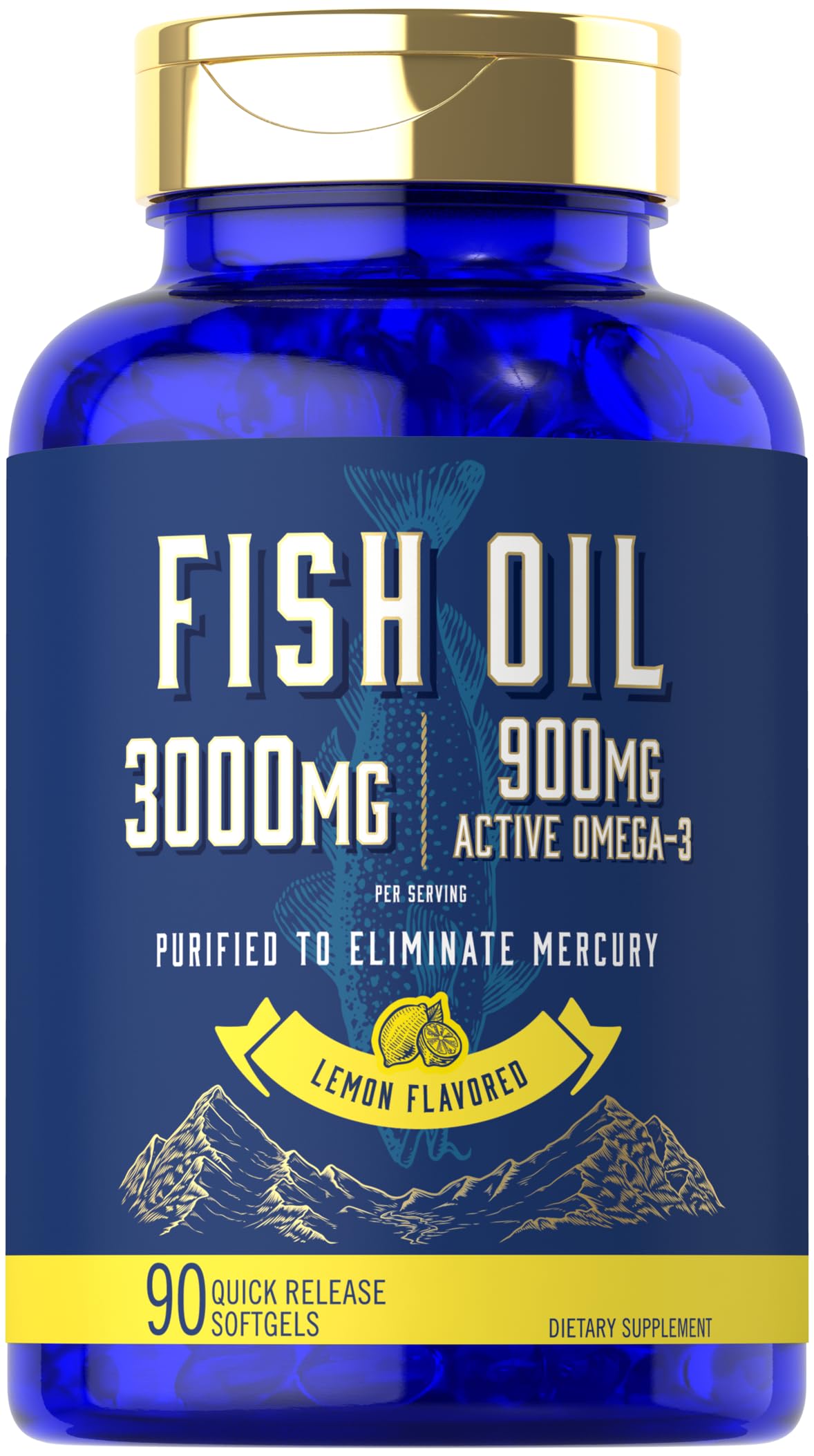 Carlyle Aceite de Pescado 3000mg en botella, sabor limón, apoyo diario.