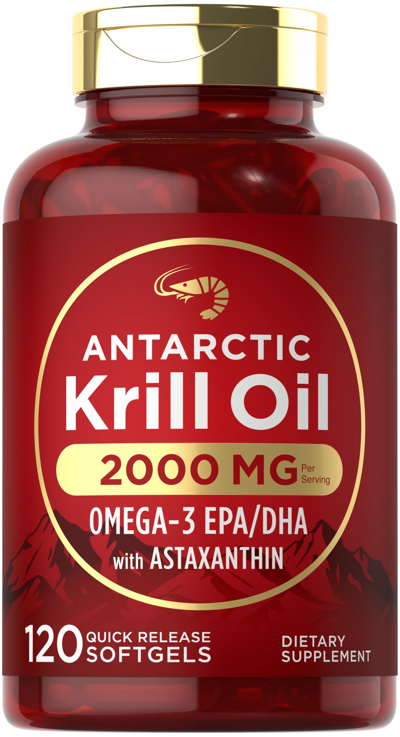 Carlyle Aceite de Krill Antártico, botella de cápsulas para apoyo diario de Omega-3.