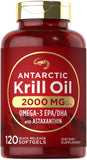 Carlyle Aceite de Krill Antártico, botella de cápsulas para apoyo diario de Omega-3.
