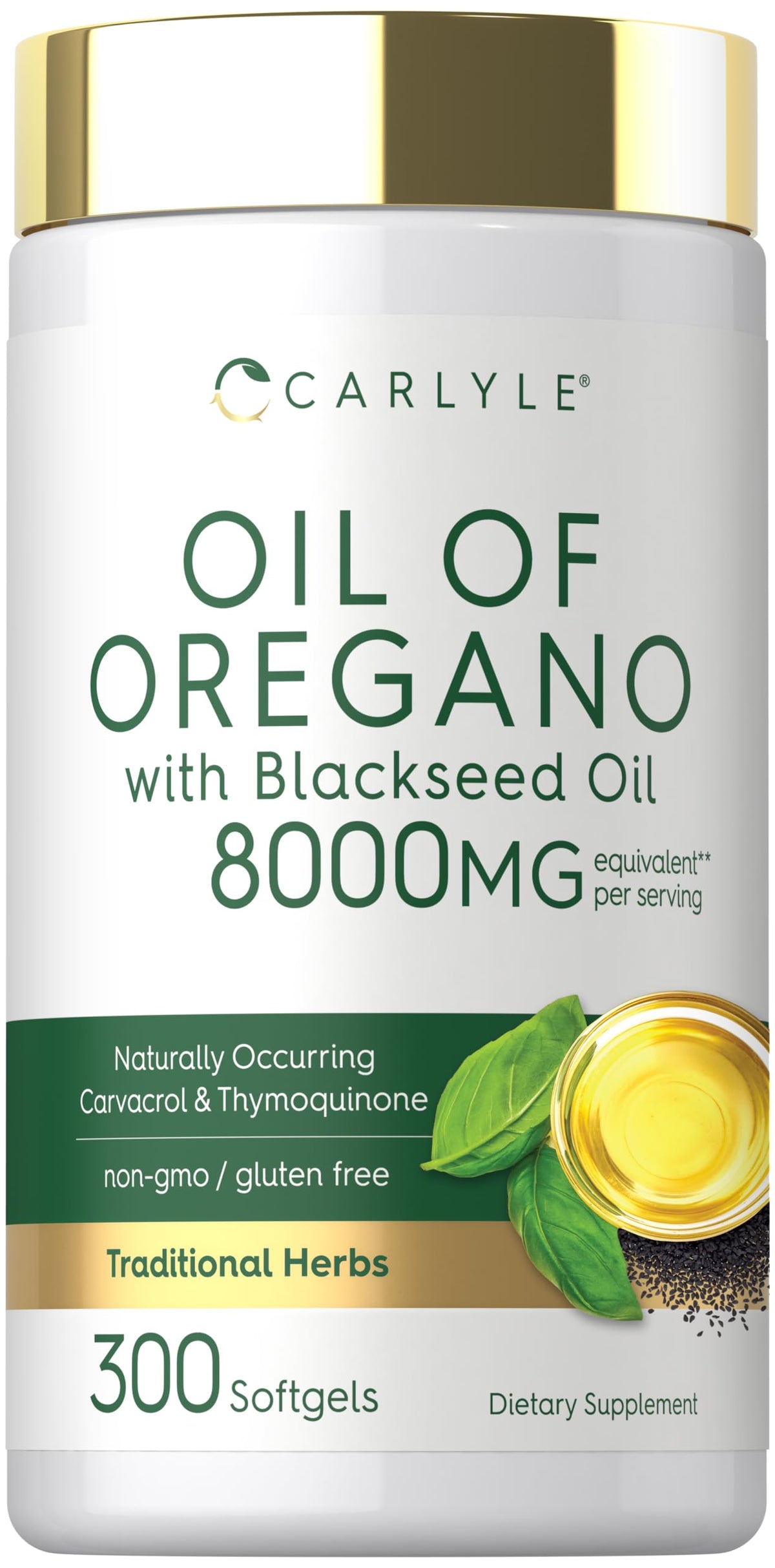 Carlyle Aceite de orégano con semilla negra, cápsulas, aroma herbáceo agradable