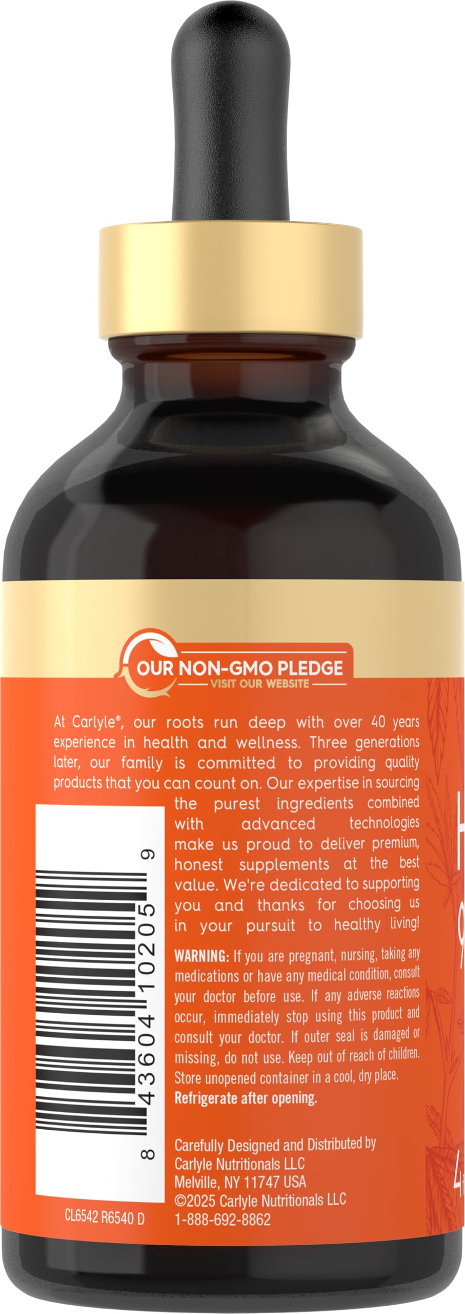 Etiqueta Carlyle Aceite Cáñamo: ingredientes visibles y certificación de calidad
