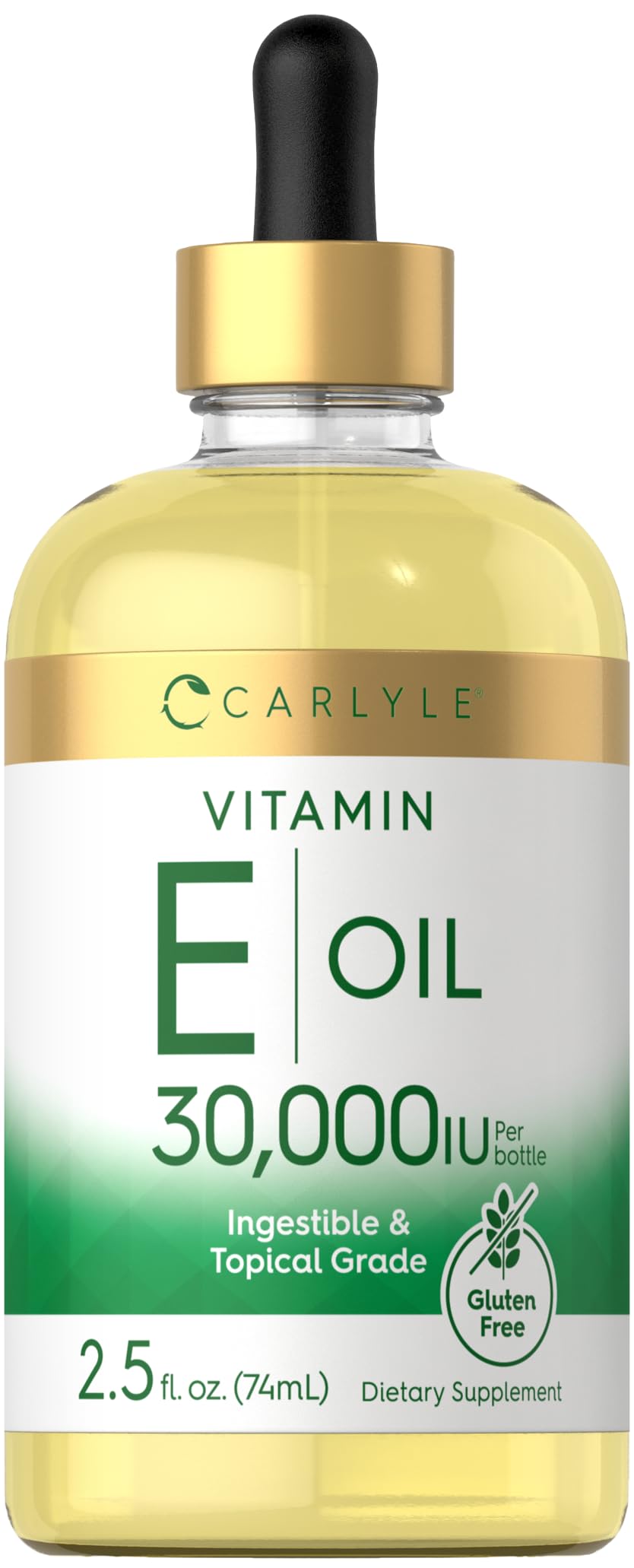 Carlyle Aceite de Vitamina E, bote de 30,000 UI para hidratación de la piel.
