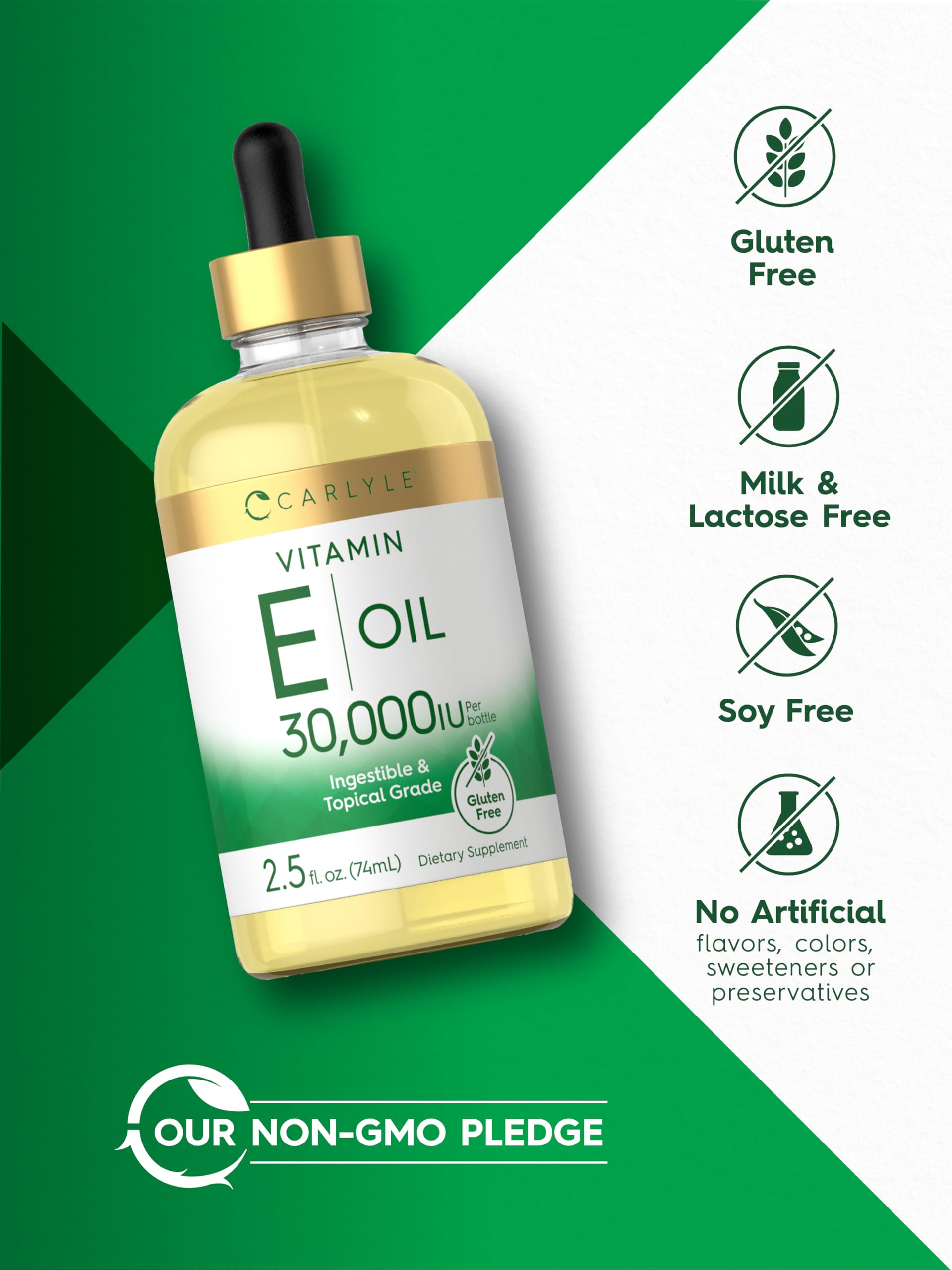 Carlyle Aceite de Vitamina E, parte de una rutina diaria de cuidado.