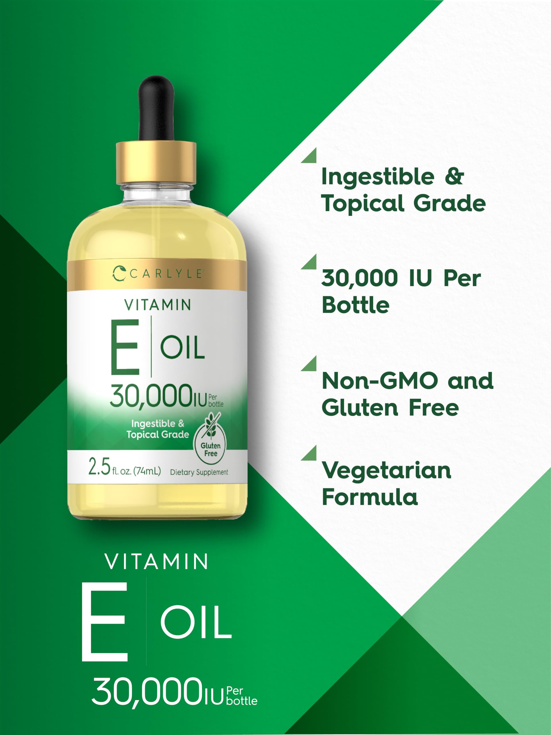 Carlyle Aceite de Vitamina E, textura ligera para uso diario.