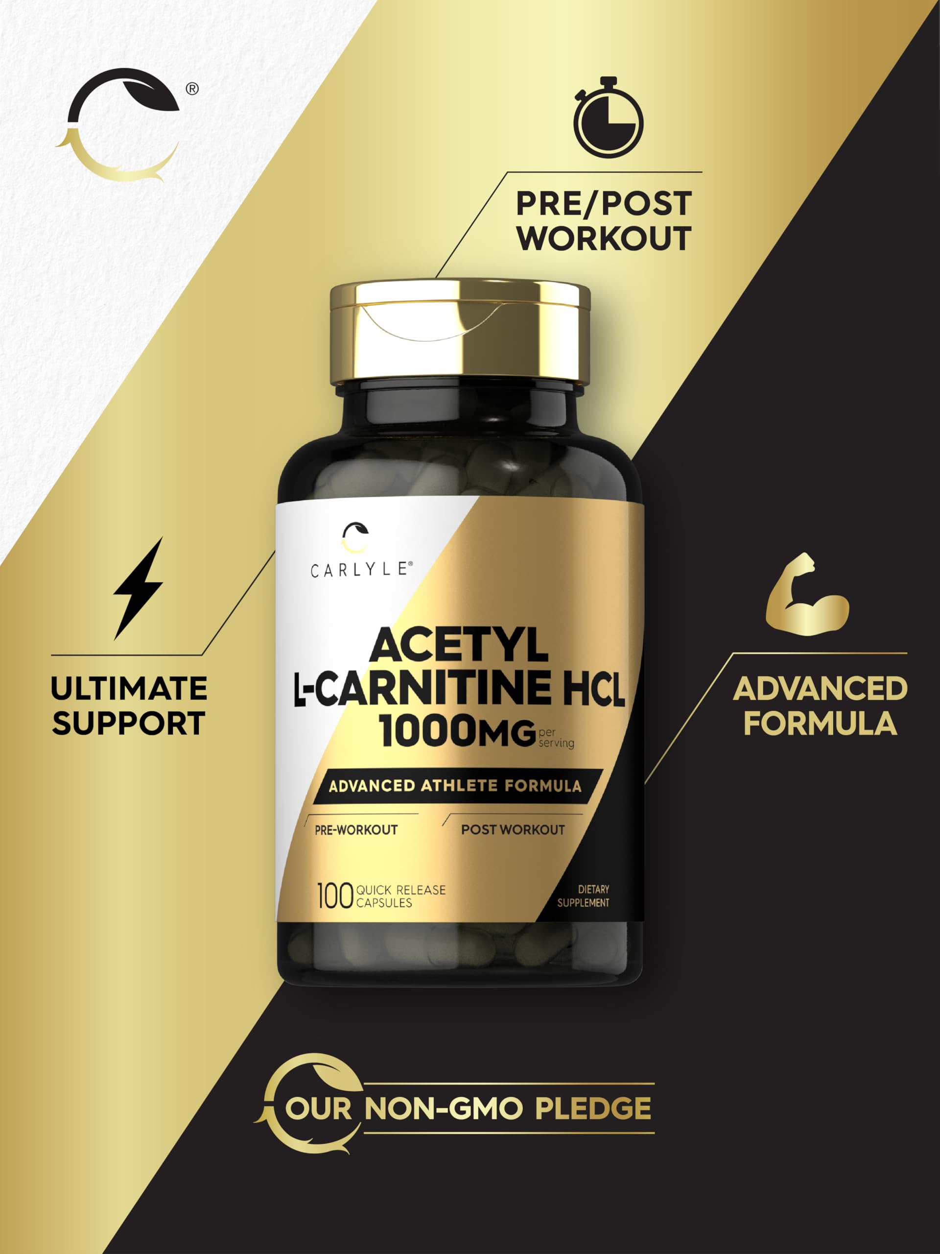 Interior del envase Carlyle Acetyl L-Carnitine HCL con cápsulas listas