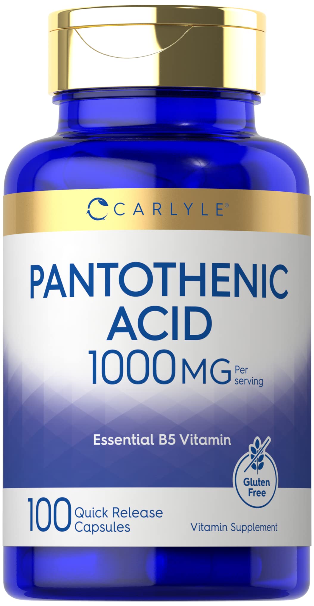 Carlyle Ácido Pantoténico 1000 mg, cápsulas de liberación rápida para uso diario