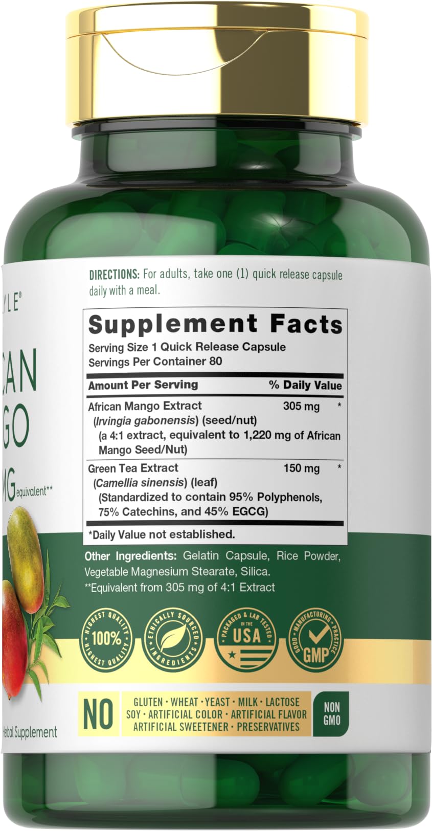 Carlyle African Mango con extracto de té verde: fórmula antioxidante.