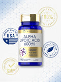 Carlyle Ácido Alfa Lipoico 600 mg con Biotina: ingredientes libres de gluten y no transgénicos.