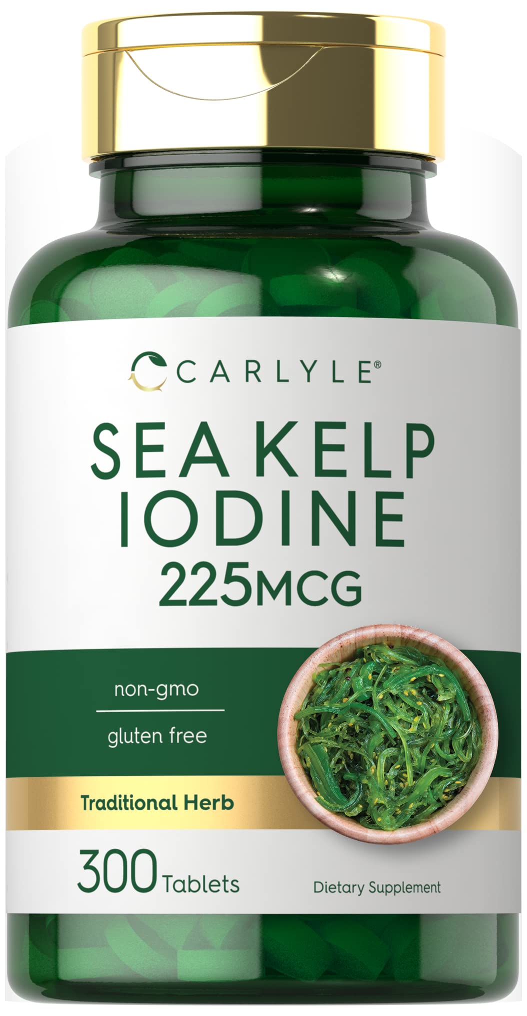 Carlyle alga marina con yodo en botella, complemento diario para apoyar la ingesta