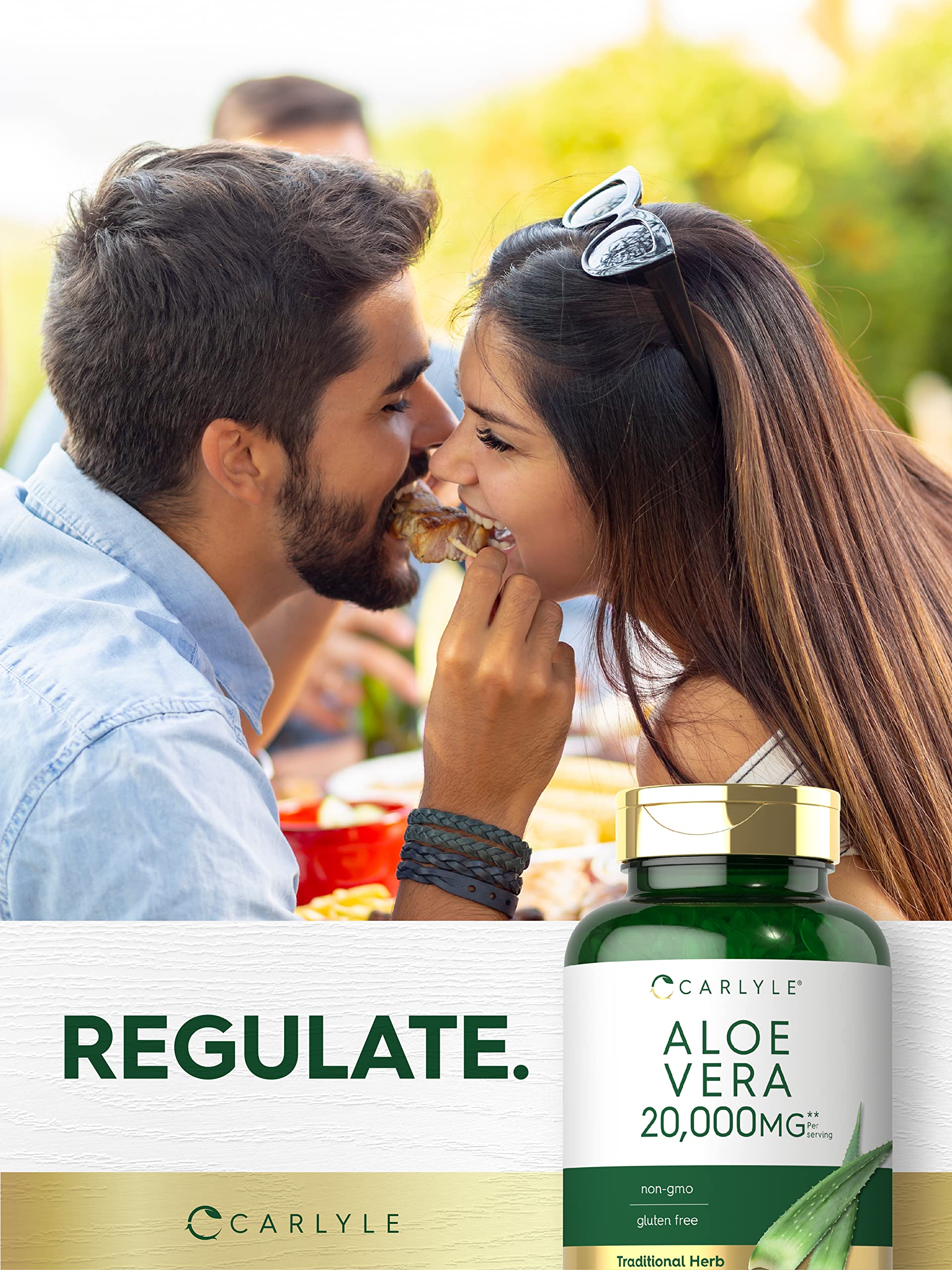 Carlyle Aloe Vera Cápsulas Blandas: presentación de 300 cápsulas para uso prolongado.